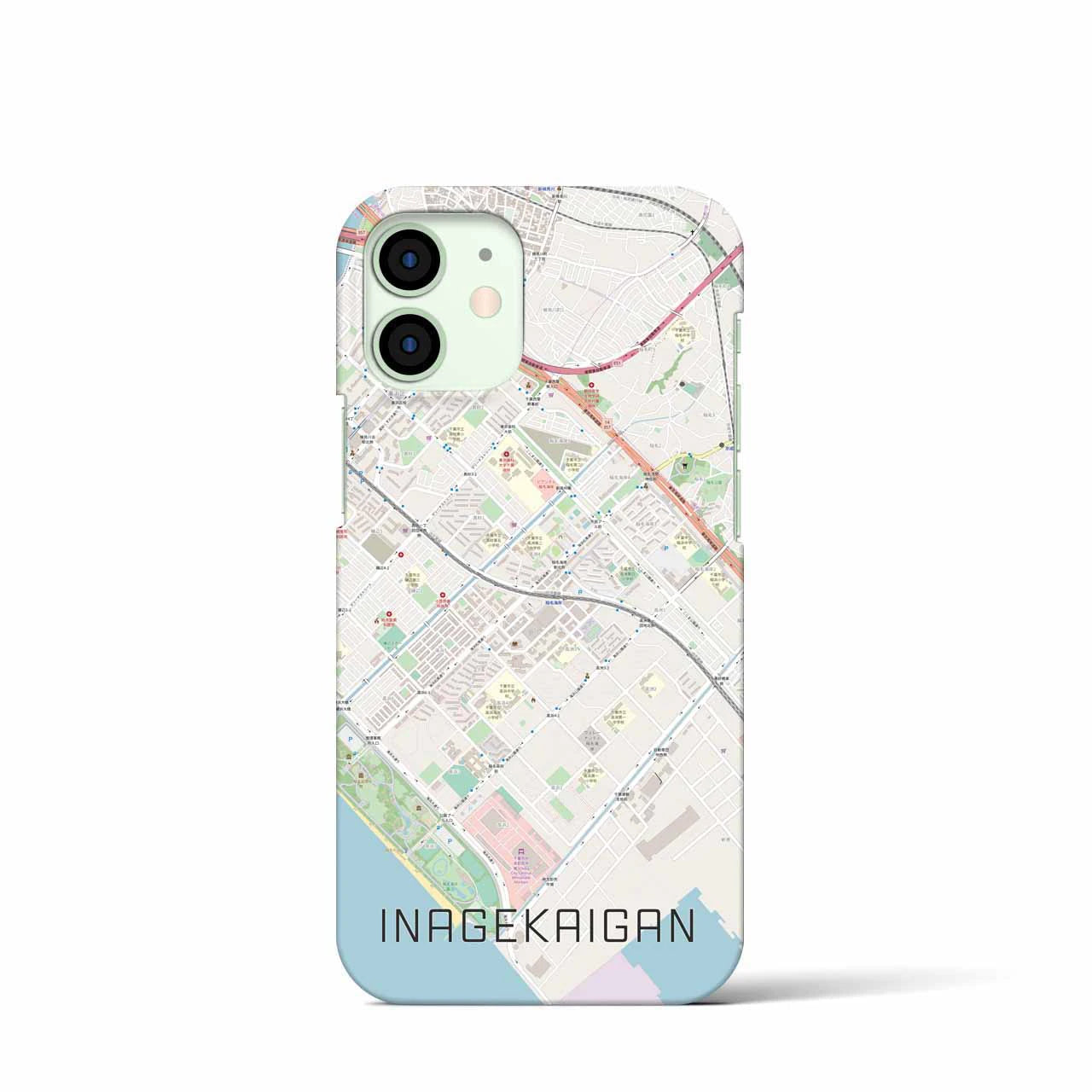 【稲毛海岸】地図柄iPhoneケース（バックカバータイプ・ナチュラル）iPhone 12 mini 用
