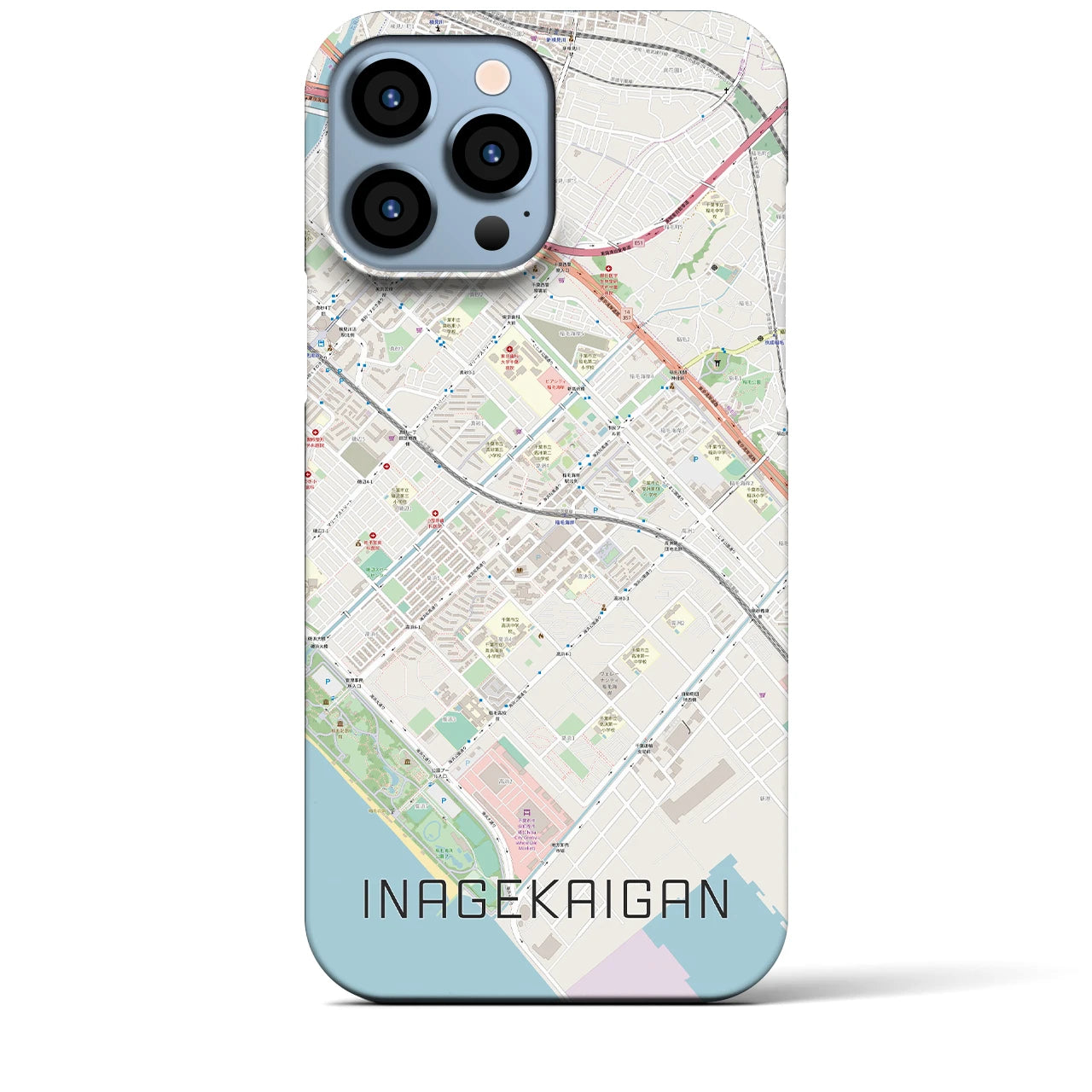【稲毛海岸】地図柄iPhoneケース（バックカバータイプ・ナチュラル）iPhone 13 Pro Max 用