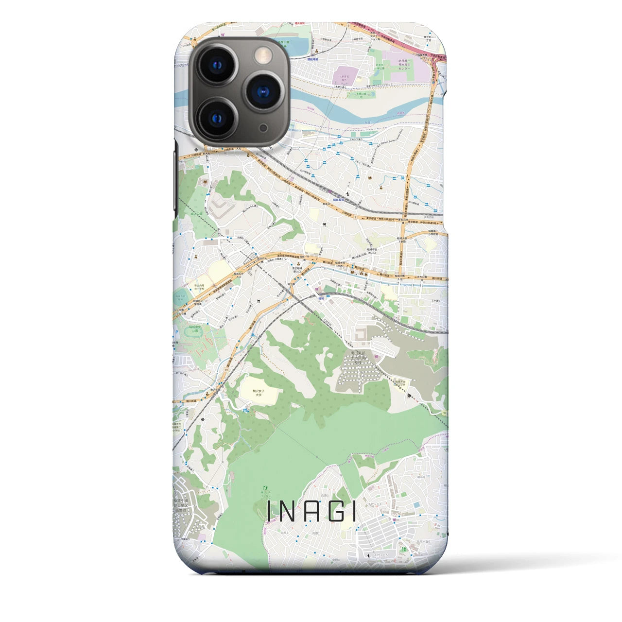 【稲城】地図柄iPhoneケース（バックカバータイプ・ナチュラル）iPhone 11 Pro Max 用