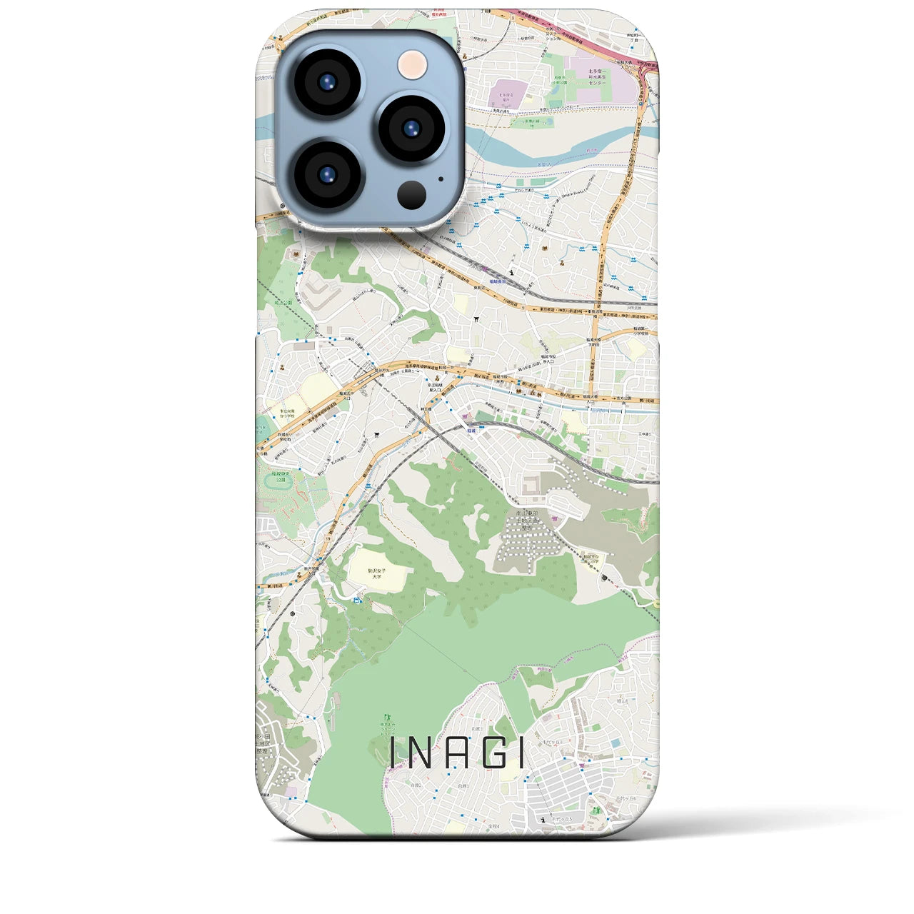 【稲城】地図柄iPhoneケース（バックカバータイプ・ナチュラル）iPhone 13 Pro Max 用