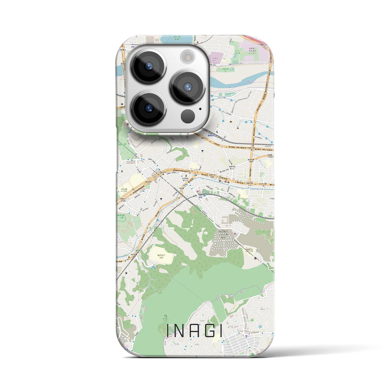 【稲城】地図柄iPhoneケース（バックカバータイプ・ナチュラル）iPhone 14 Pro 用