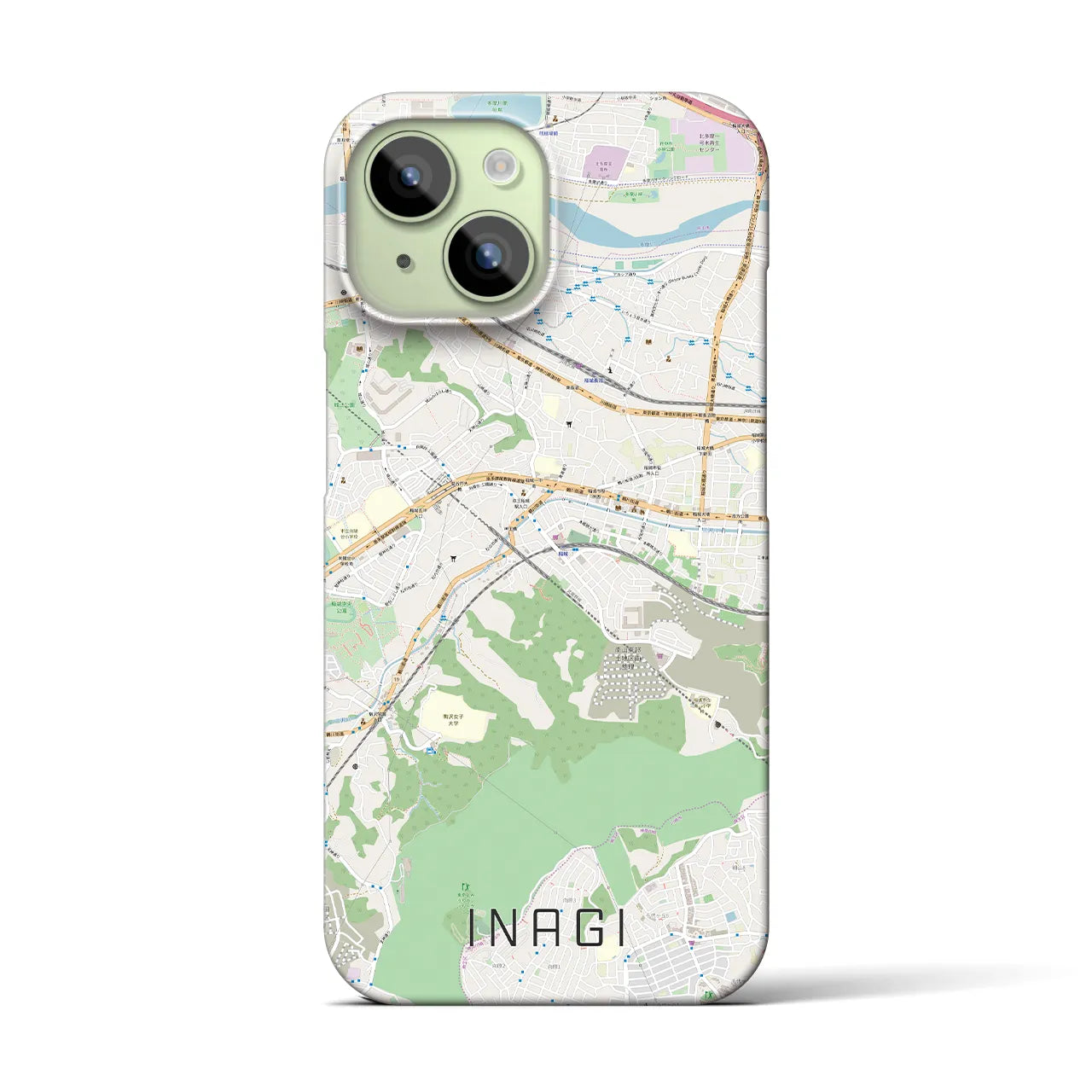【稲城】地図柄iPhoneケース（バックカバータイプ・ナチュラル）iPhone 15 用