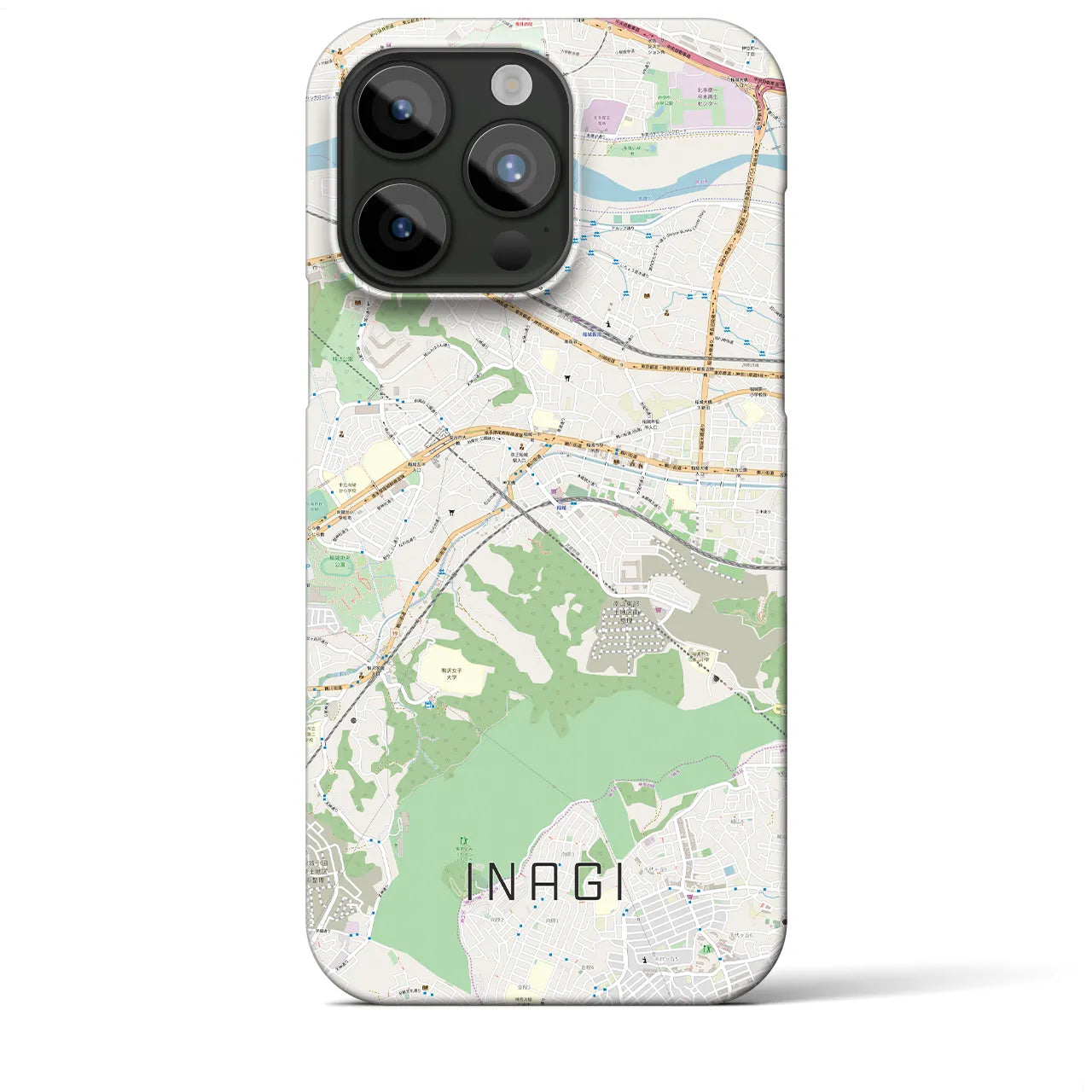 【稲城】地図柄iPhoneケース（バックカバータイプ・ナチュラル）iPhone 15 Pro Max 用