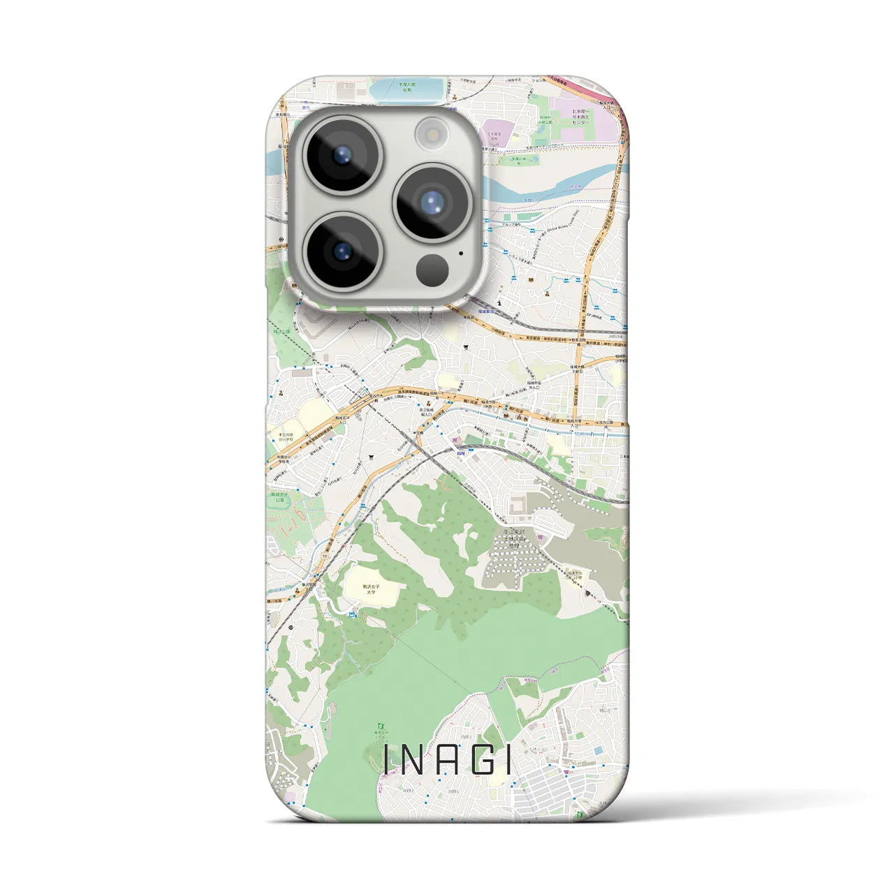 【稲城】地図柄iPhoneケース（バックカバータイプ・ナチュラル）iPhone 15 Pro 用