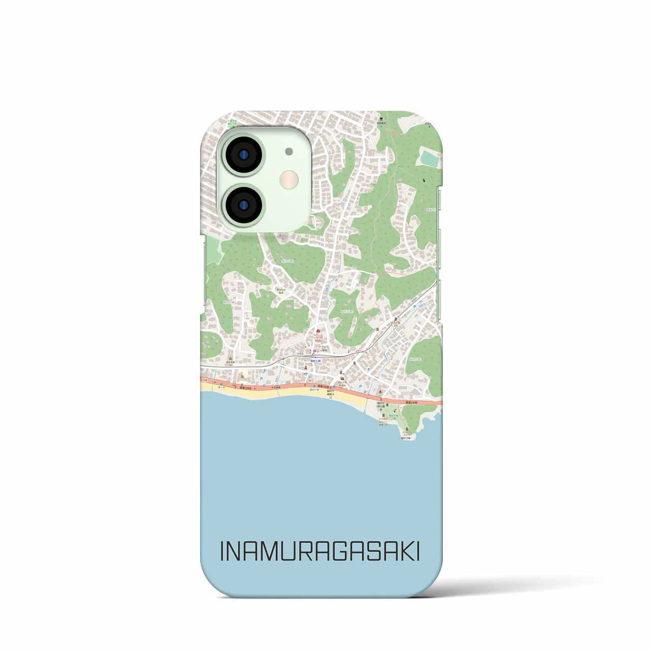 【稲村ヶ崎】地図柄iPhoneケース（バックカバータイプ・ナチュラル）iPhone 12 mini 用