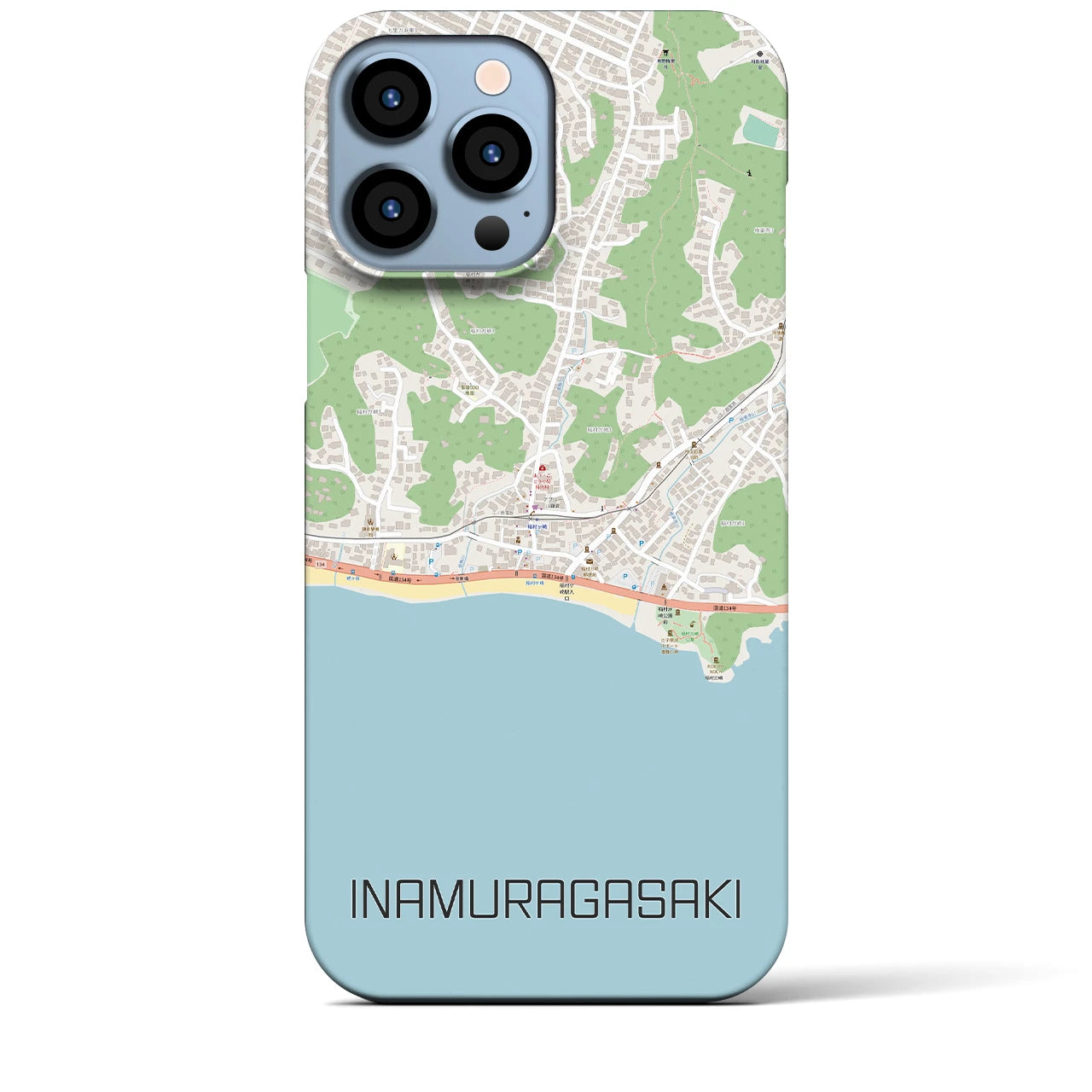 【稲村ヶ崎】地図柄iPhoneケース（バックカバータイプ・ナチュラル）iPhone 13 Pro Max 用