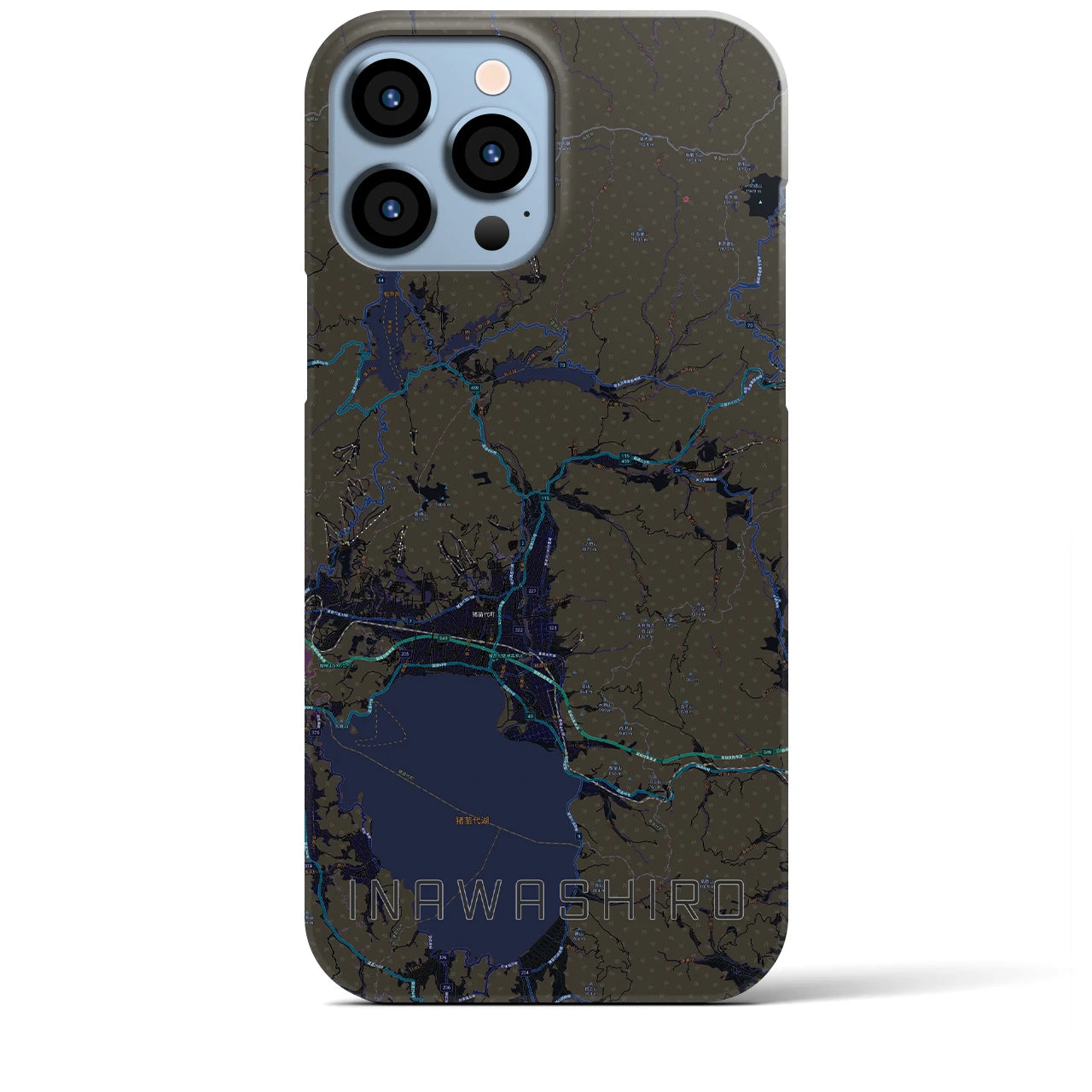 【猪苗代】地図柄iPhoneケース（バックカバータイプ・ブラック）iPhone 13 Pro Max 用