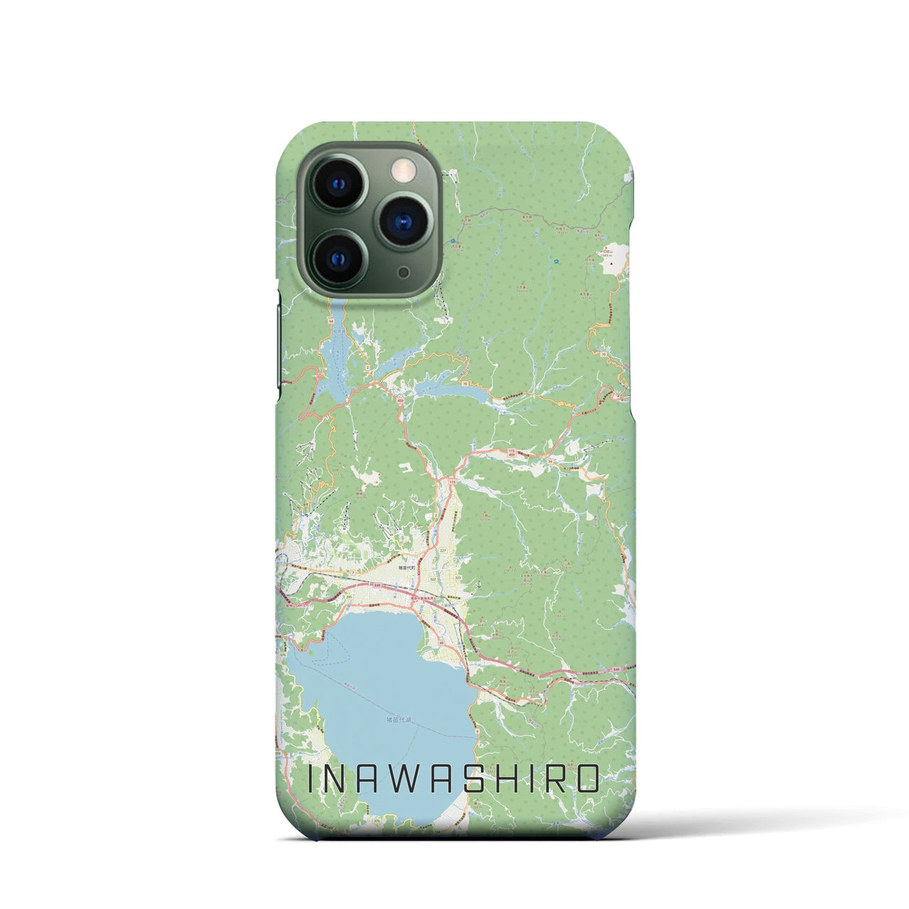 【猪苗代】地図柄iPhoneケース（バックカバータイプ・ナチュラル）iPhone 11 Pro 用