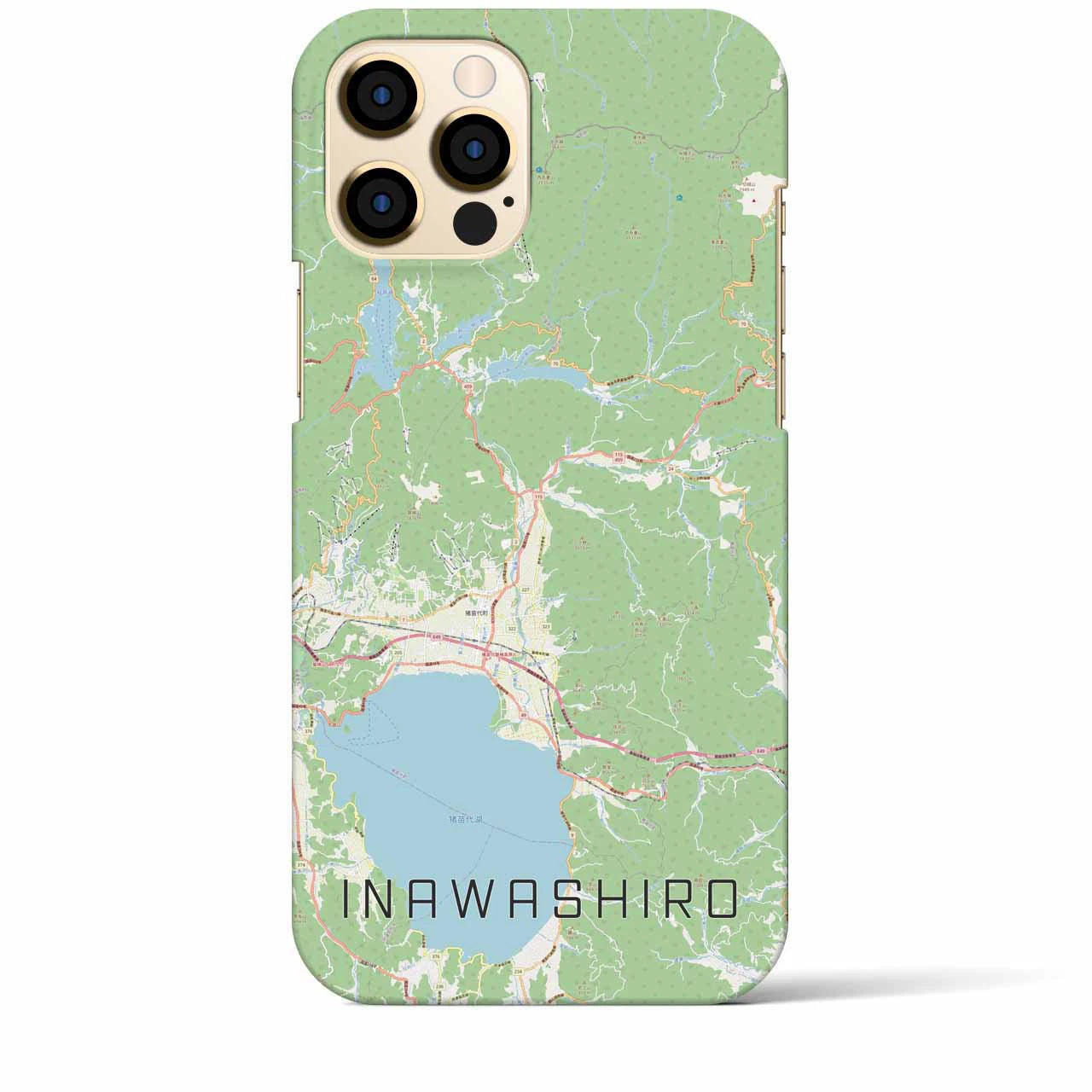 【猪苗代】地図柄iPhoneケース（バックカバータイプ・ナチュラル）iPhone 12 Pro Max 用