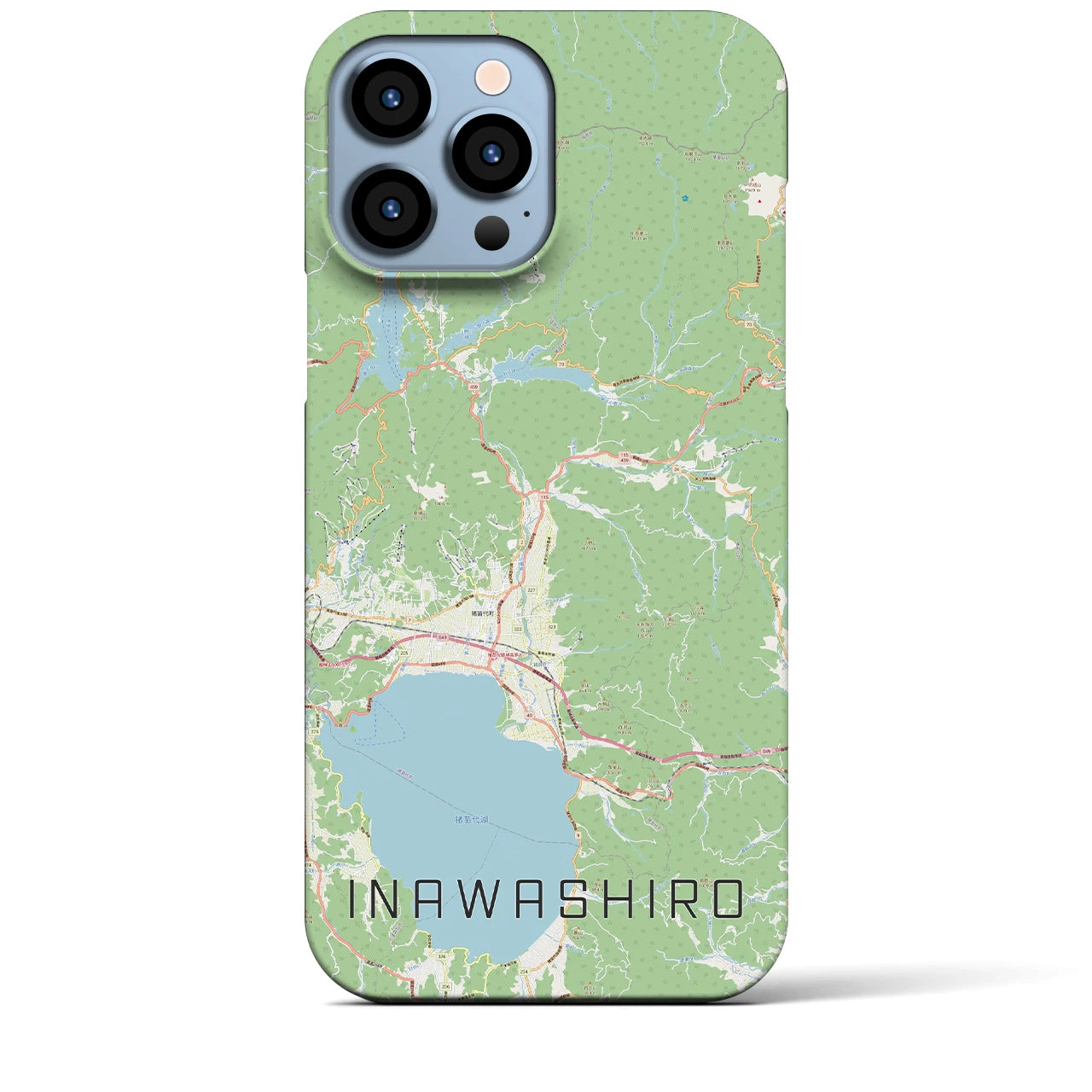 【猪苗代】地図柄iPhoneケース（バックカバータイプ・ナチュラル）iPhone 13 Pro Max 用