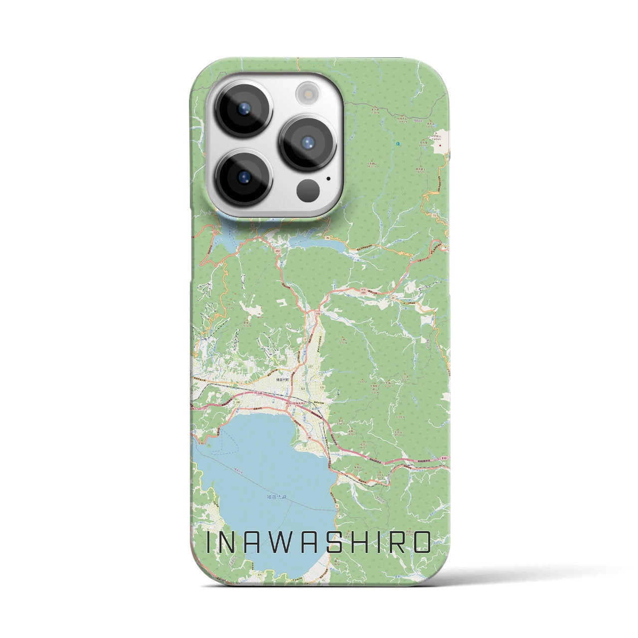 【猪苗代】地図柄iPhoneケース（バックカバータイプ・ナチュラル）iPhone 14 Pro 用