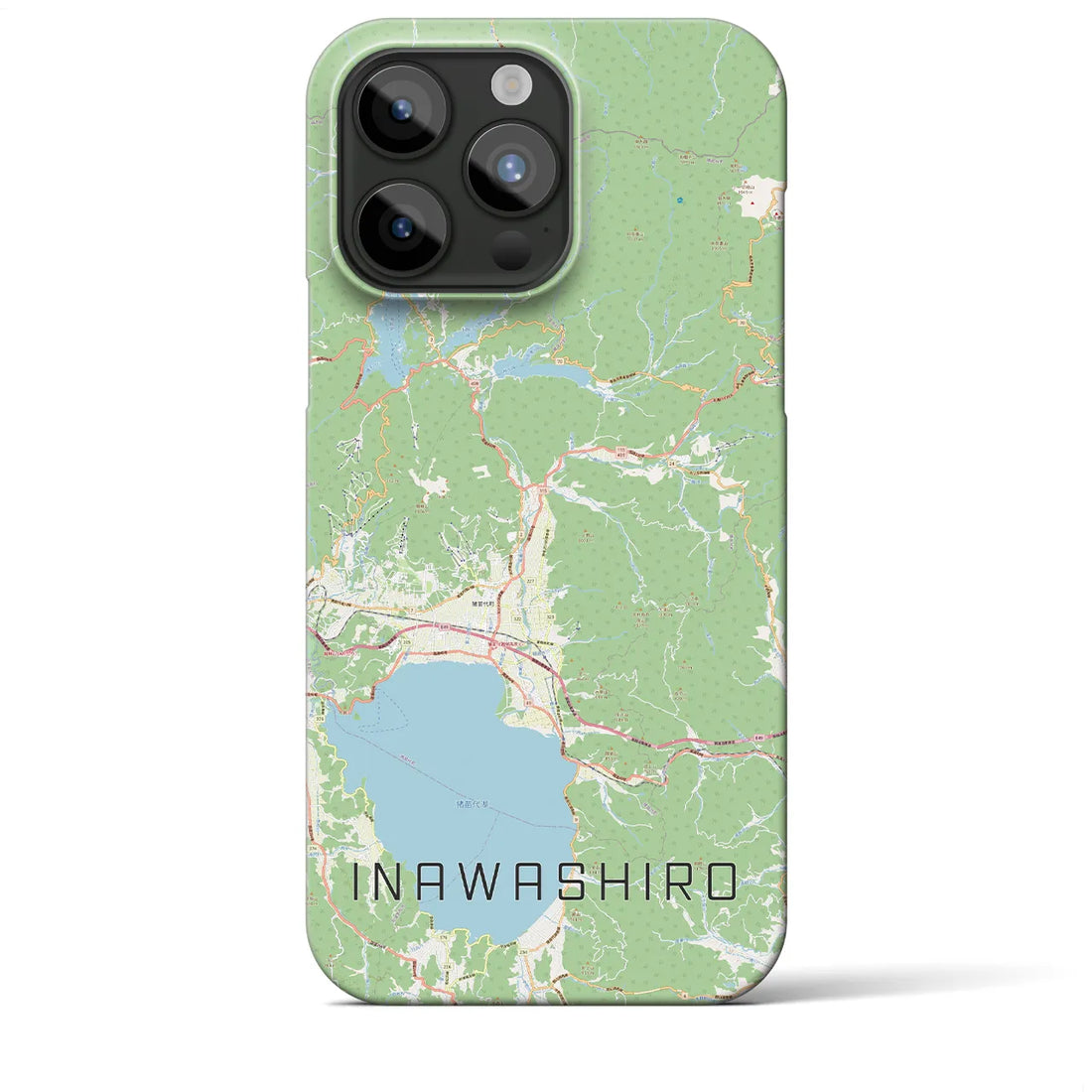 【猪苗代】地図柄iPhoneケース（バックカバータイプ・ナチュラル）iPhone 15 Pro Max 用