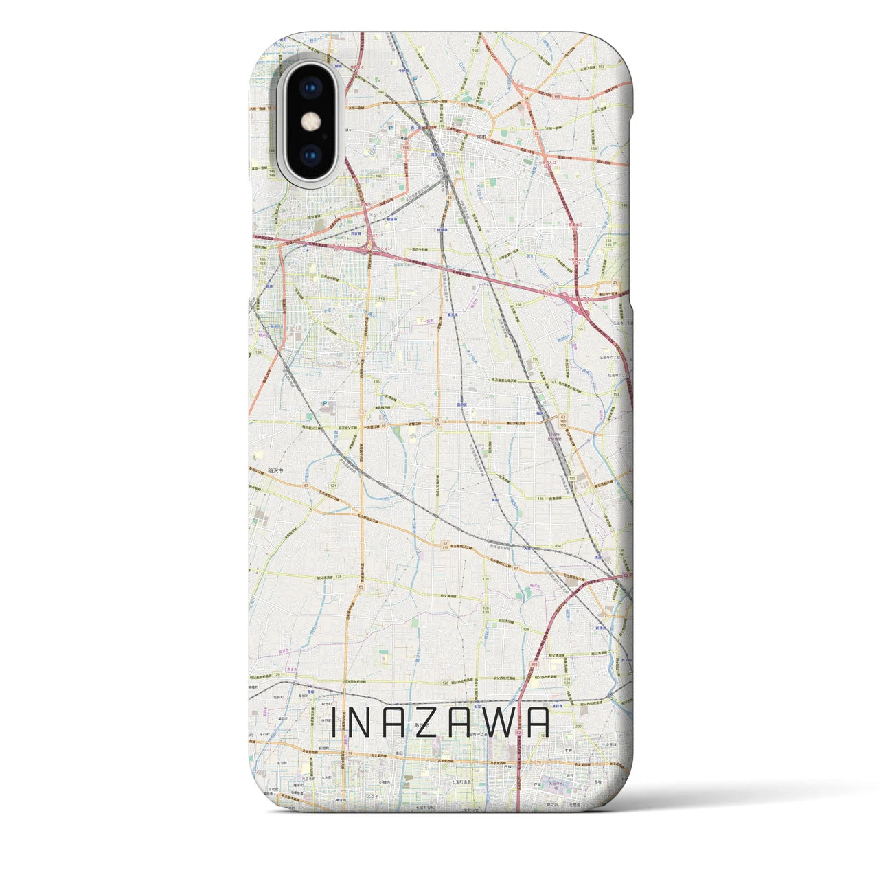 【稲沢】地図柄iPhoneケース（バックカバータイプ・ナチュラル）iPhone XS Max 用