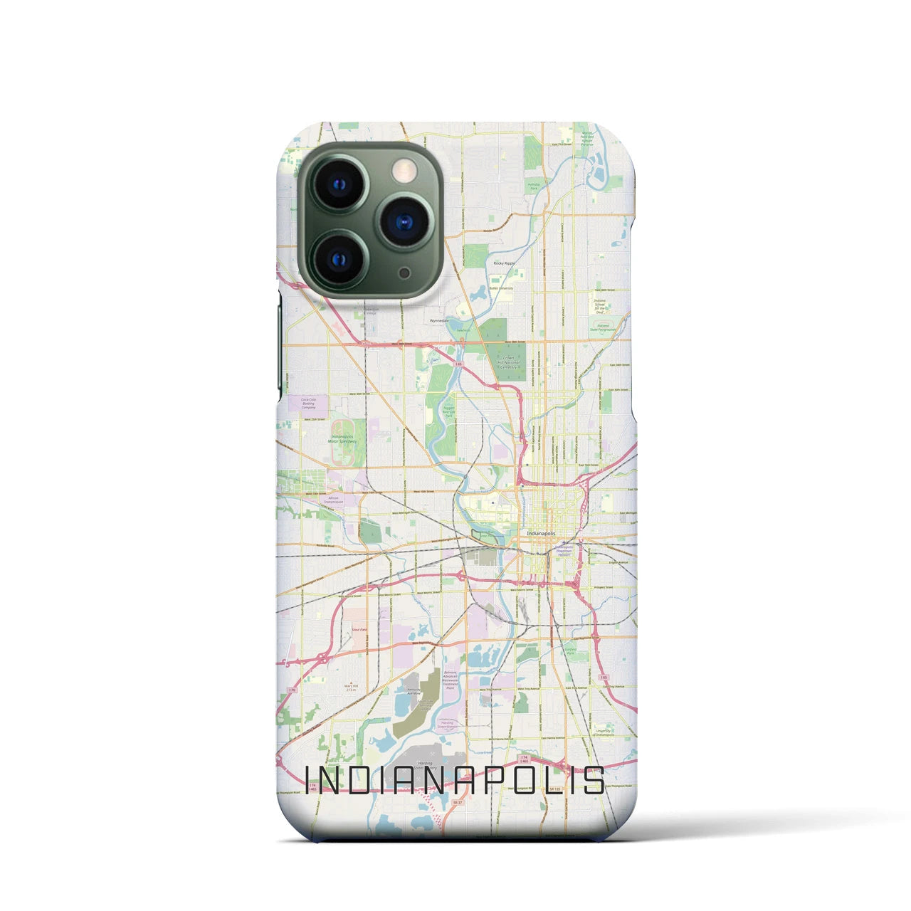 【インディアナポリス】地図柄iPhoneケース（バックカバータイプ・ナチュラル）iPhone 11 Pro 用