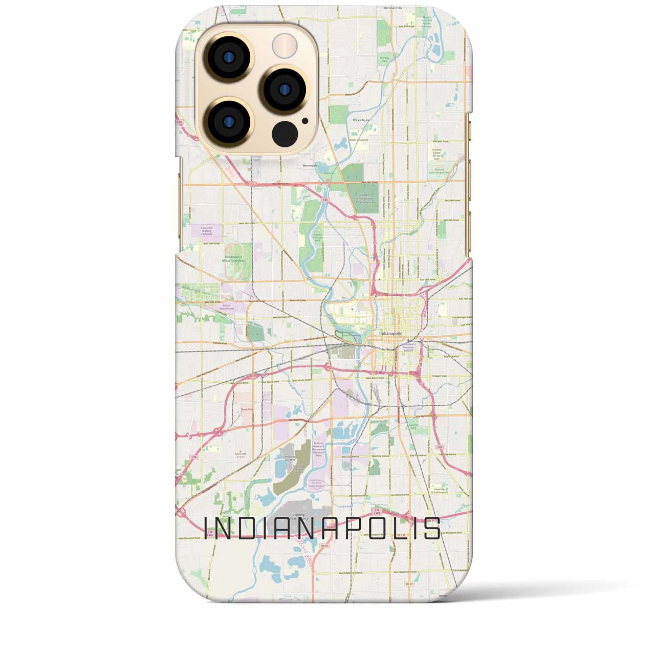 【インディアナポリス】地図柄iPhoneケース（バックカバータイプ・ナチュラル）iPhone 12 Pro Max 用