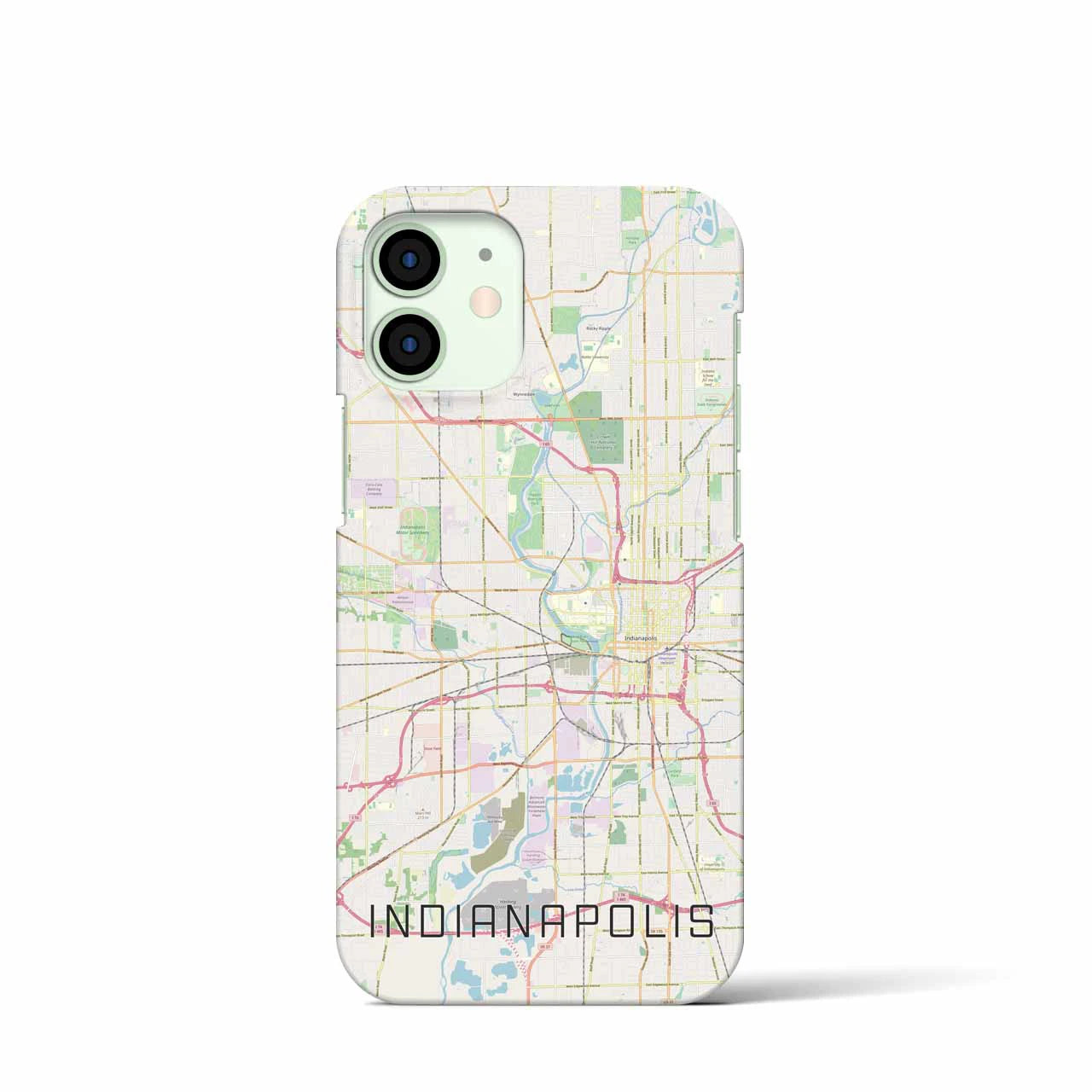 【インディアナポリス】地図柄iPhoneケース（バックカバータイプ・ナチュラル）iPhone 12 mini 用