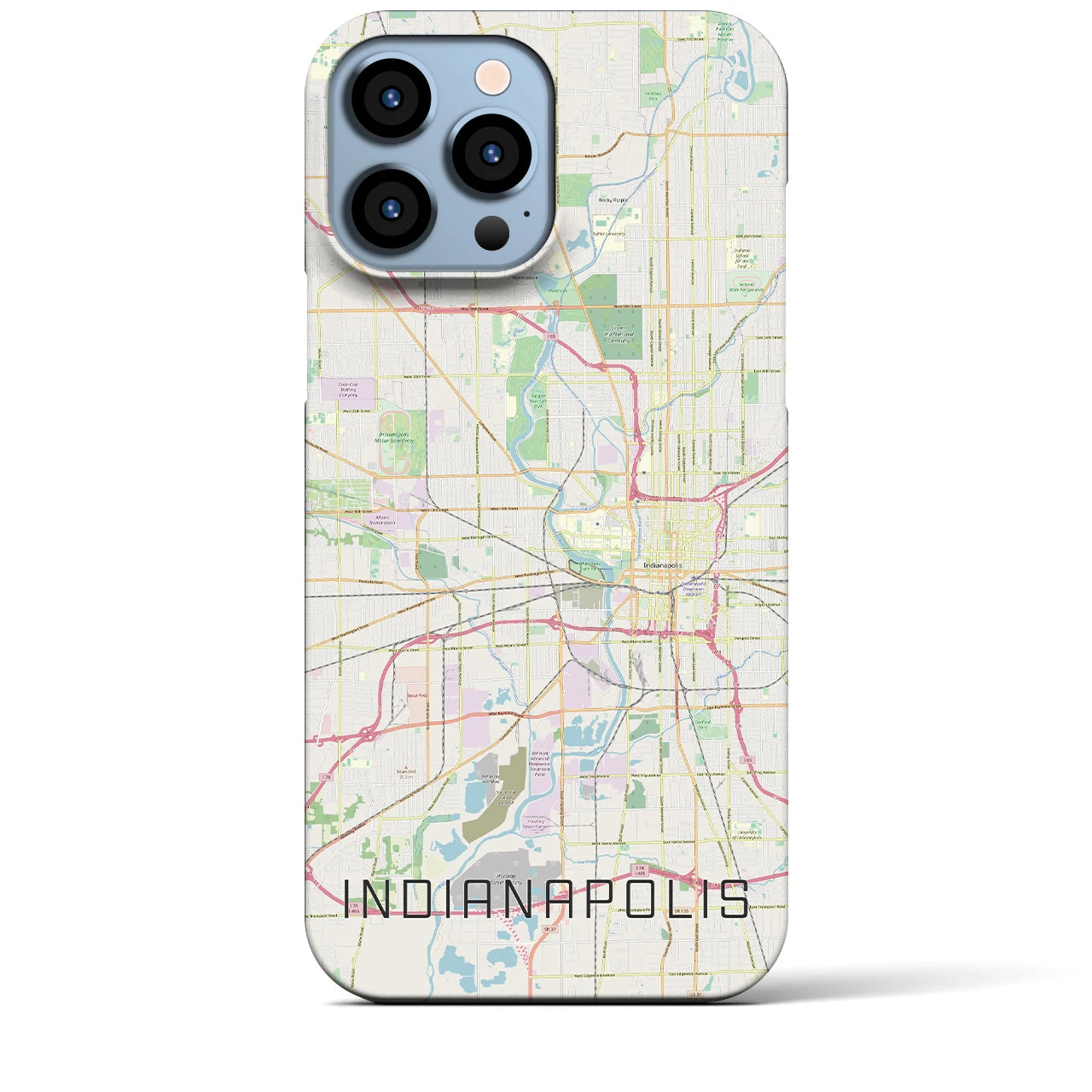 【インディアナポリス】地図柄iPhoneケース（バックカバータイプ・ナチュラル）iPhone 13 Pro Max 用