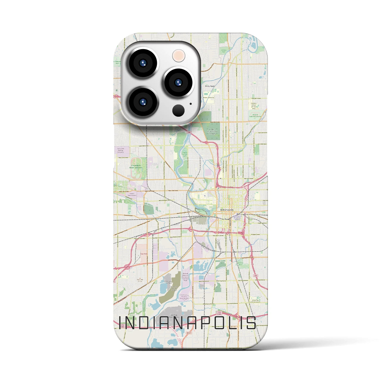【インディアナポリス】地図柄iPhoneケース（バックカバータイプ・ナチュラル）iPhone 13 Pro 用