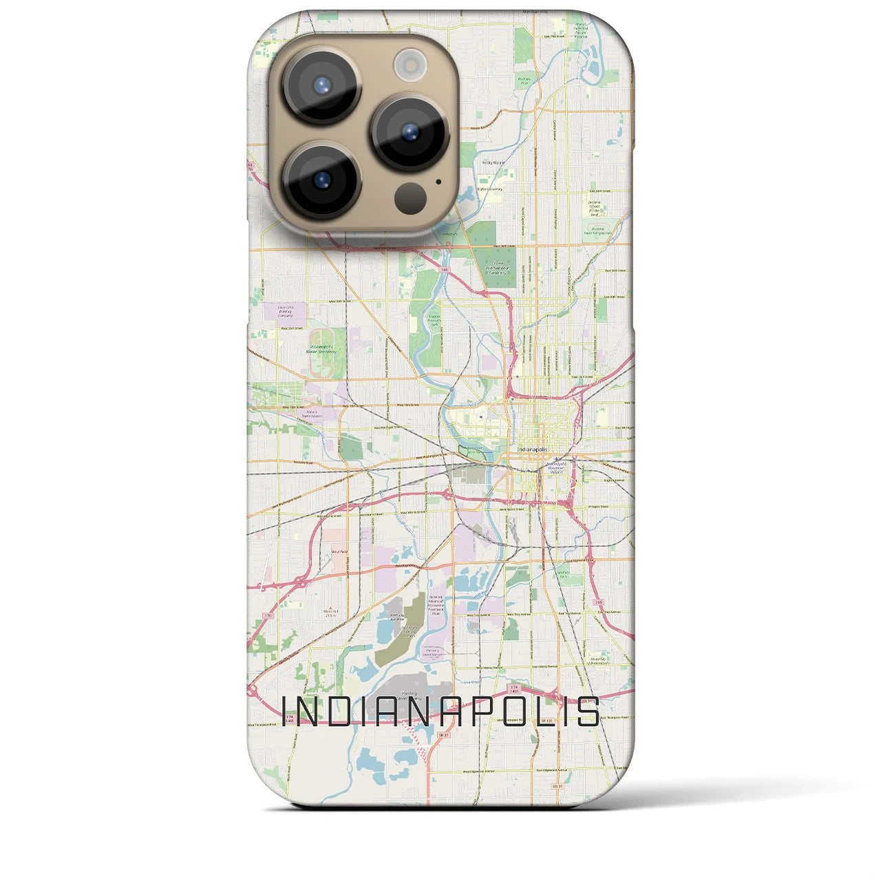 【インディアナポリス】地図柄iPhoneケース（バックカバータイプ・ナチュラル）iPhone 14 Pro Max 用