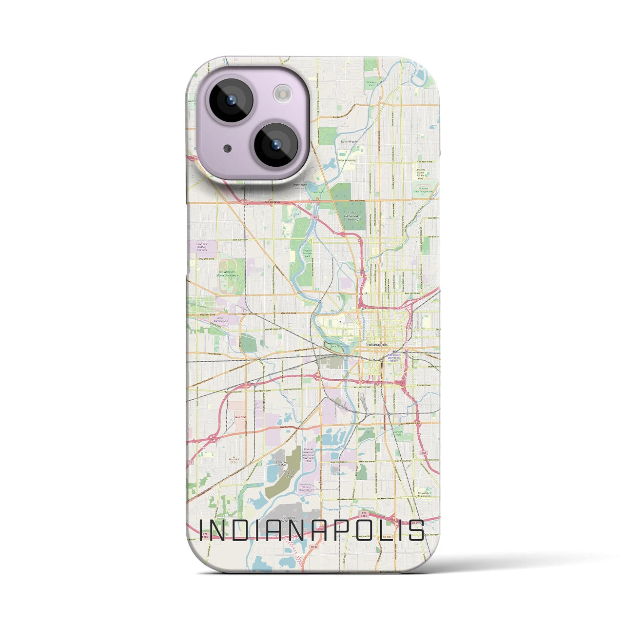 【インディアナポリス】地図柄iPhoneケース（バックカバータイプ・ナチュラル）iPhone 14 用