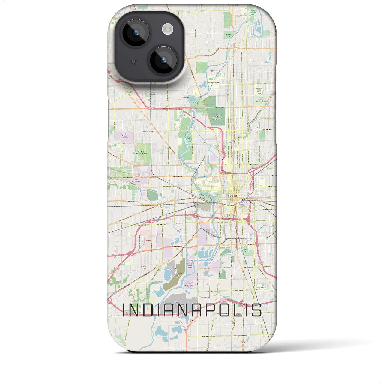 【インディアナポリス】地図柄iPhoneケース（バックカバータイプ・ナチュラル）iPhone 14 Plus 用