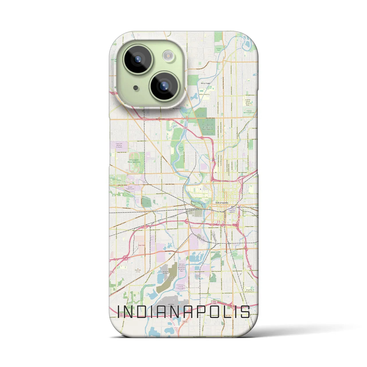 【インディアナポリス】地図柄iPhoneケース（バックカバータイプ・ナチュラル）iPhone 15 用