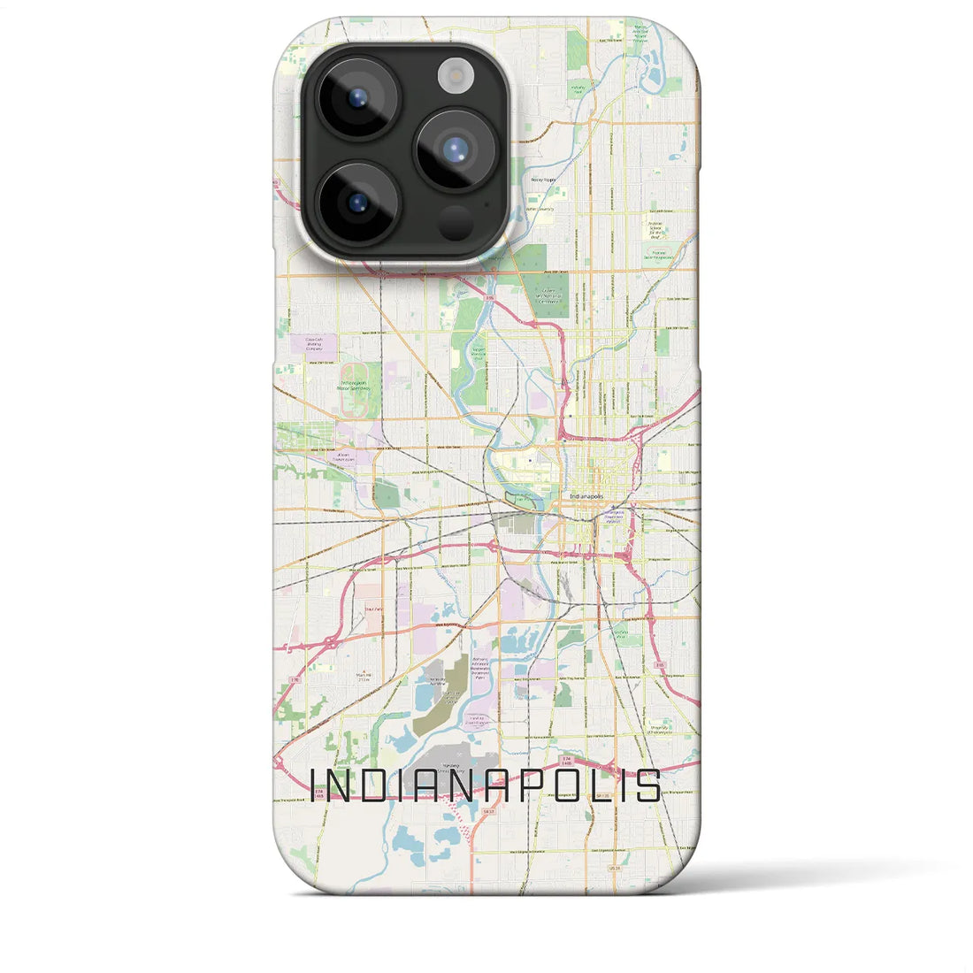 【インディアナポリス】地図柄iPhoneケース（バックカバータイプ・ナチュラル）iPhone 15 Pro Max 用