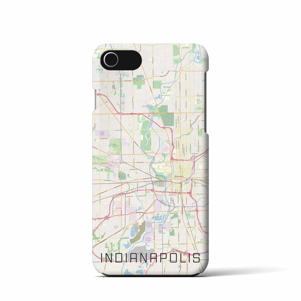 【インディアナポリス】地図柄iPhoneケース（バックカバータイプ・ナチュラル）iPhone SE（第3 / 第2世代） / 8 / 7 / 6s / 6 用