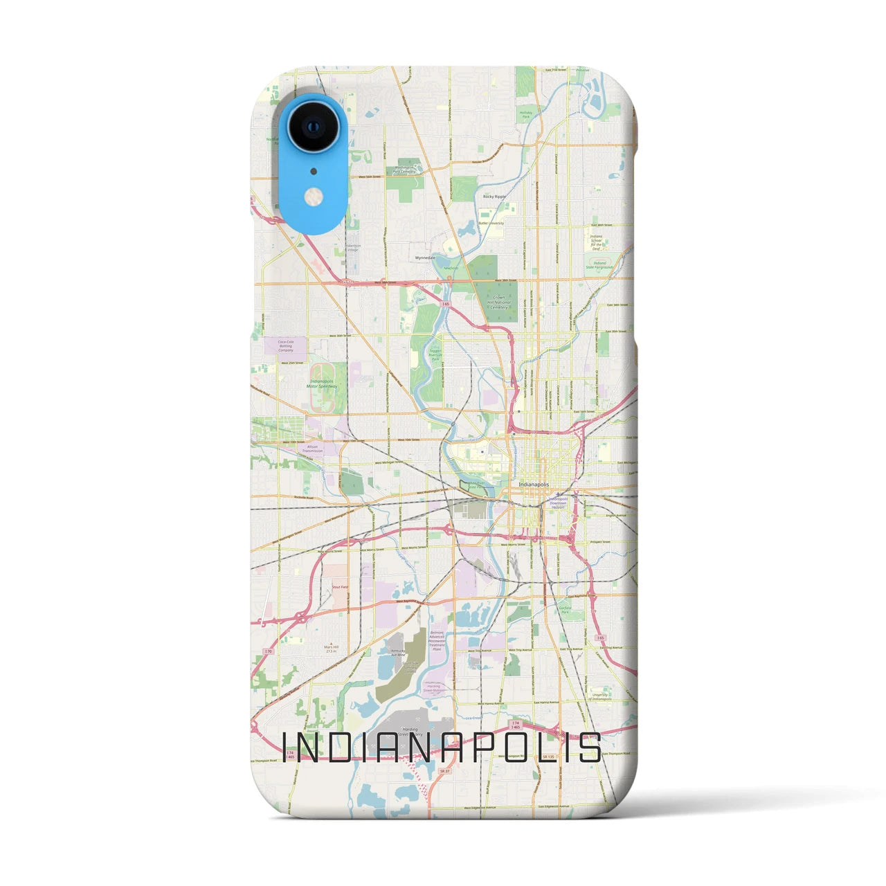 【インディアナポリス】地図柄iPhoneケース（バックカバータイプ・ナチュラル）iPhone XR 用