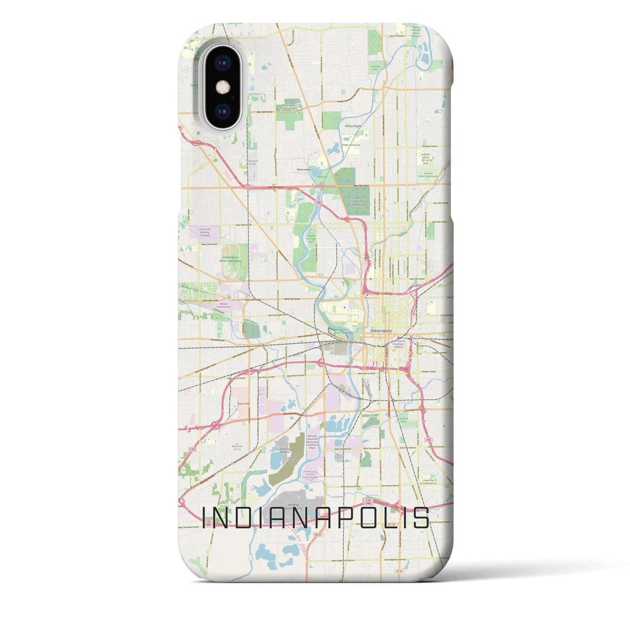 【インディアナポリス】地図柄iPhoneケース（バックカバータイプ・ナチュラル）iPhone XS Max 用