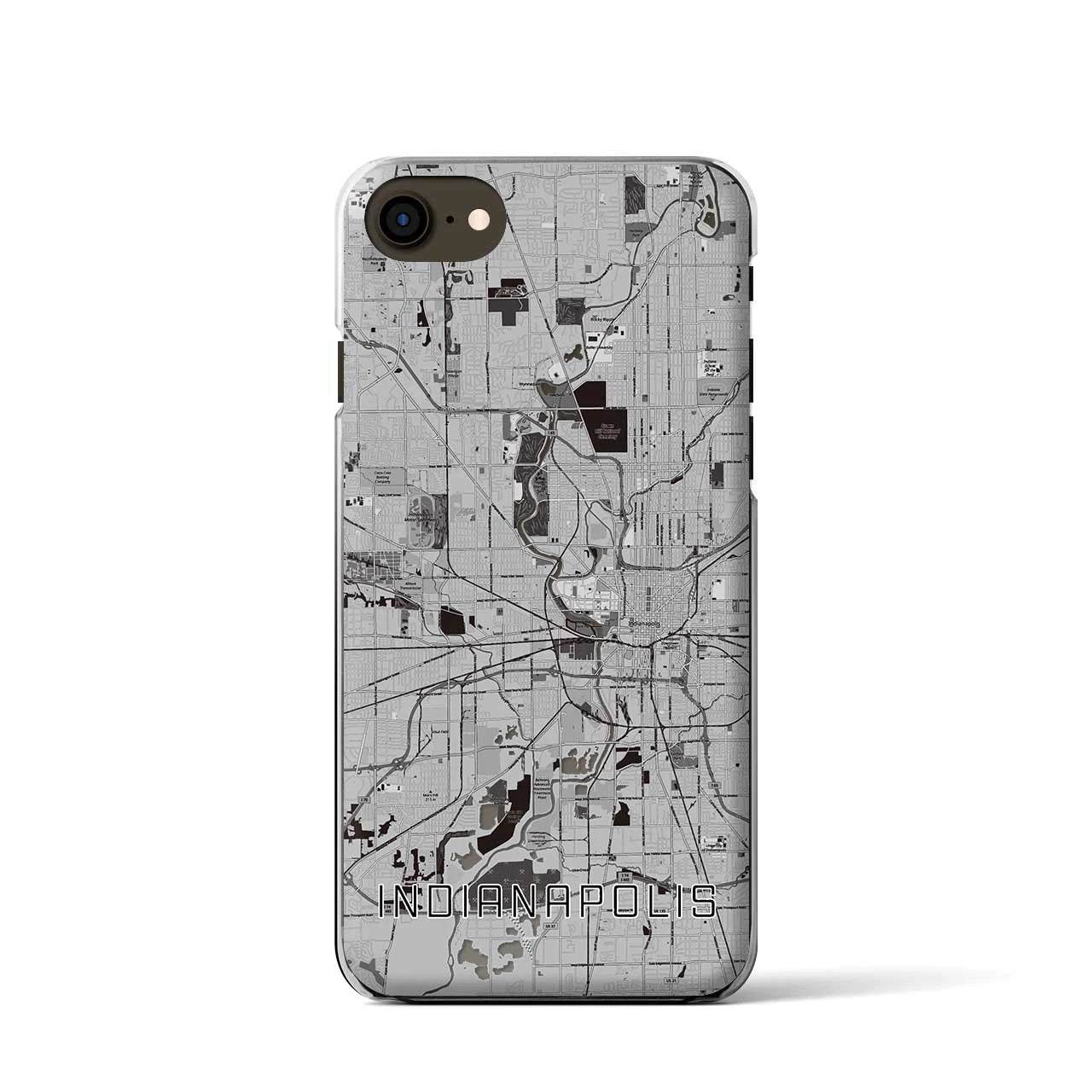 【インディアナポリス】地図柄iPhoneケース（クリアタイプ・モノトーン）iPhone SE（第3 / 第2世代） / 8 / 7 / 6s / 6 用