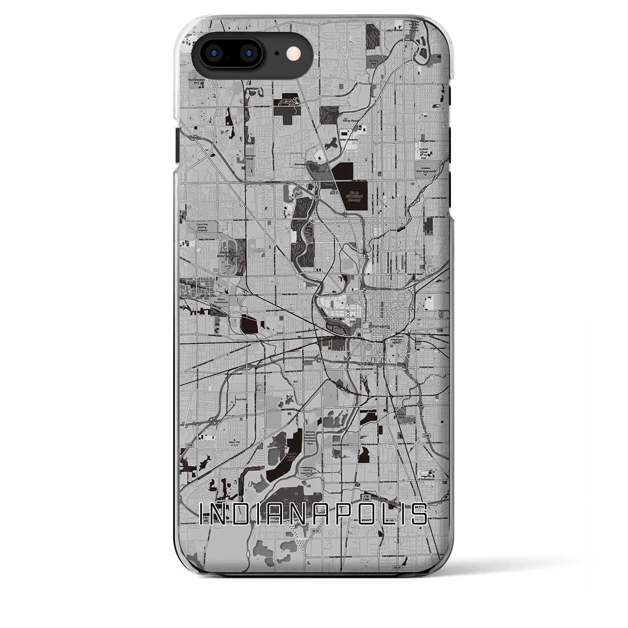 【インディアナポリス】地図柄iPhoneケース（クリアタイプ・モノトーン）iPhone 8Plus /7Plus / 6sPlus / 6Plus 用