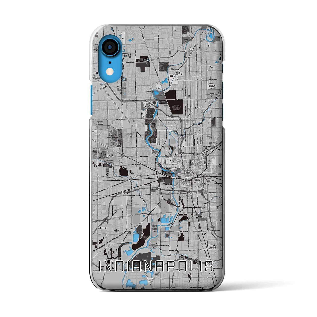 【インディアナポリス】地図柄iPhoneケース（クリアタイプ・モノトーン）iPhone XR 用