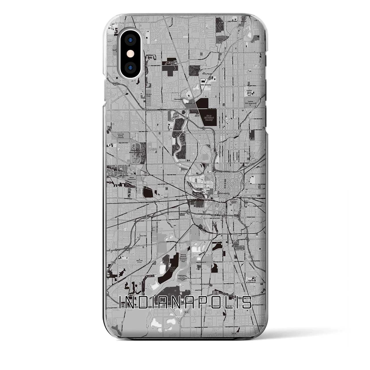 【インディアナポリス】地図柄iPhoneケース（クリアタイプ・モノトーン）iPhone XS Max 用