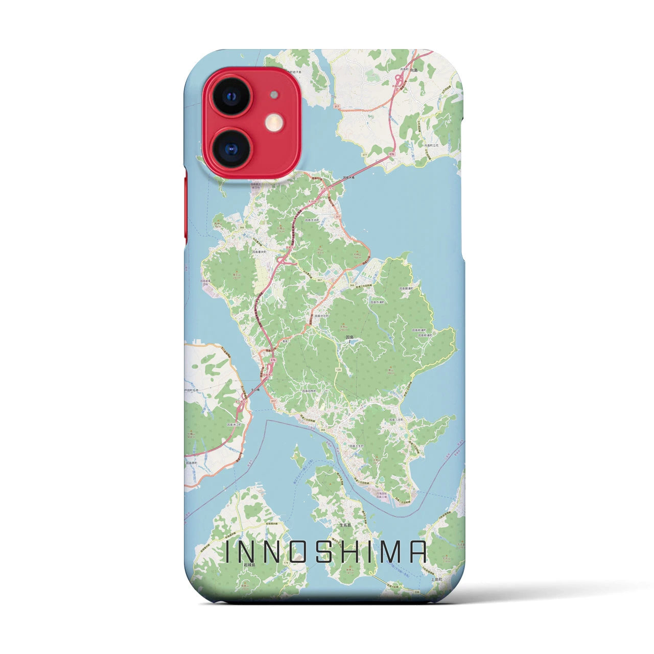 【因島】地図柄iPhoneケース（バックカバータイプ・ナチュラル）iPhone 11 用