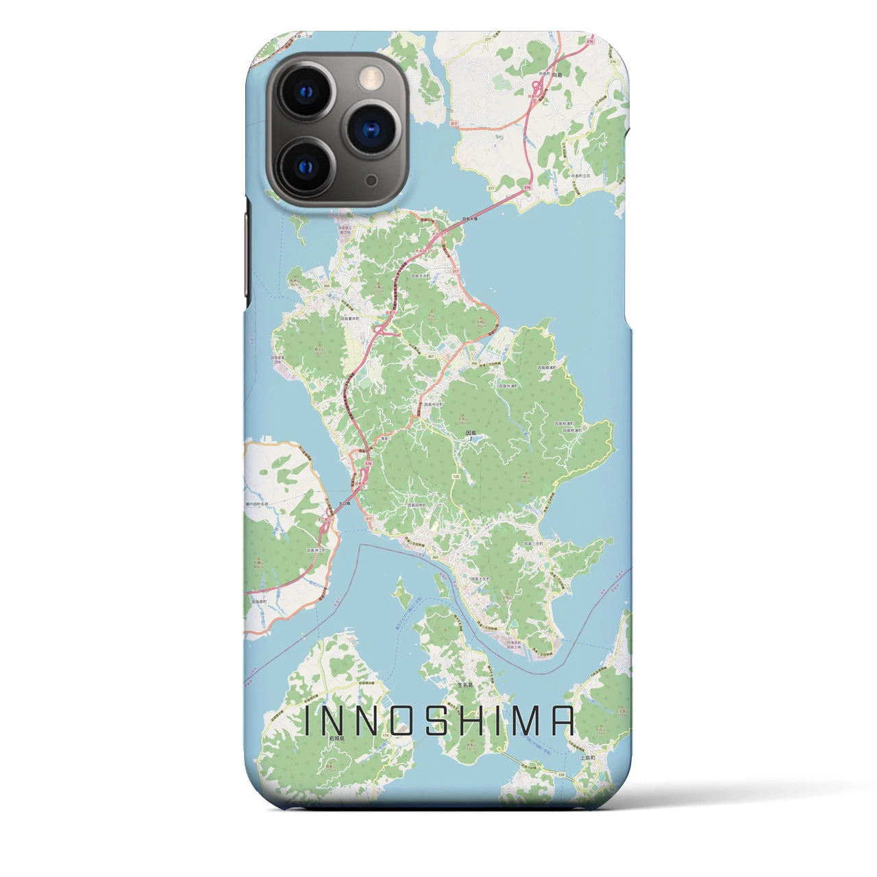 【因島】地図柄iPhoneケース（バックカバータイプ・ナチュラル）iPhone 11 Pro Max 用