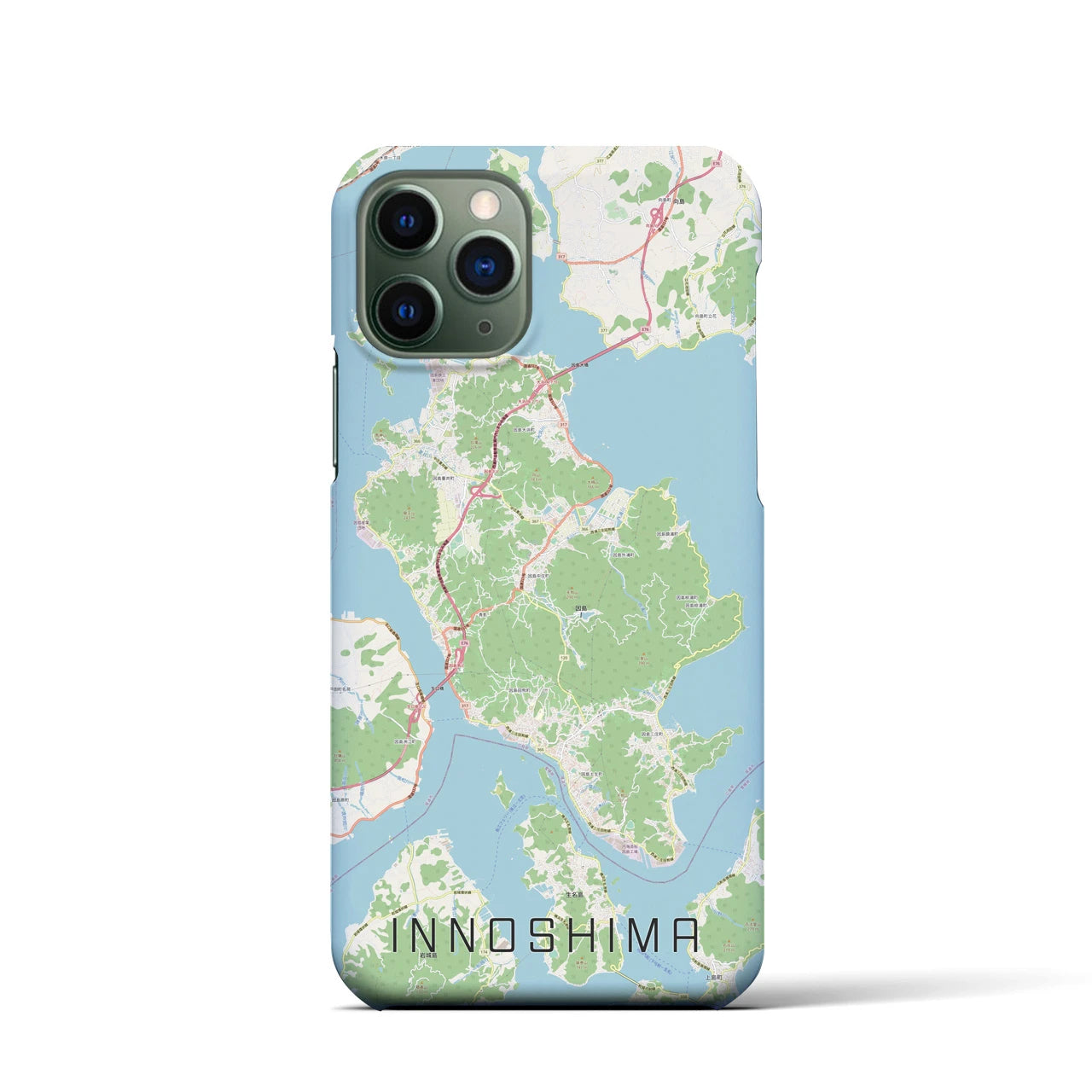 【因島】地図柄iPhoneケース（バックカバータイプ・ナチュラル）iPhone 11 Pro 用