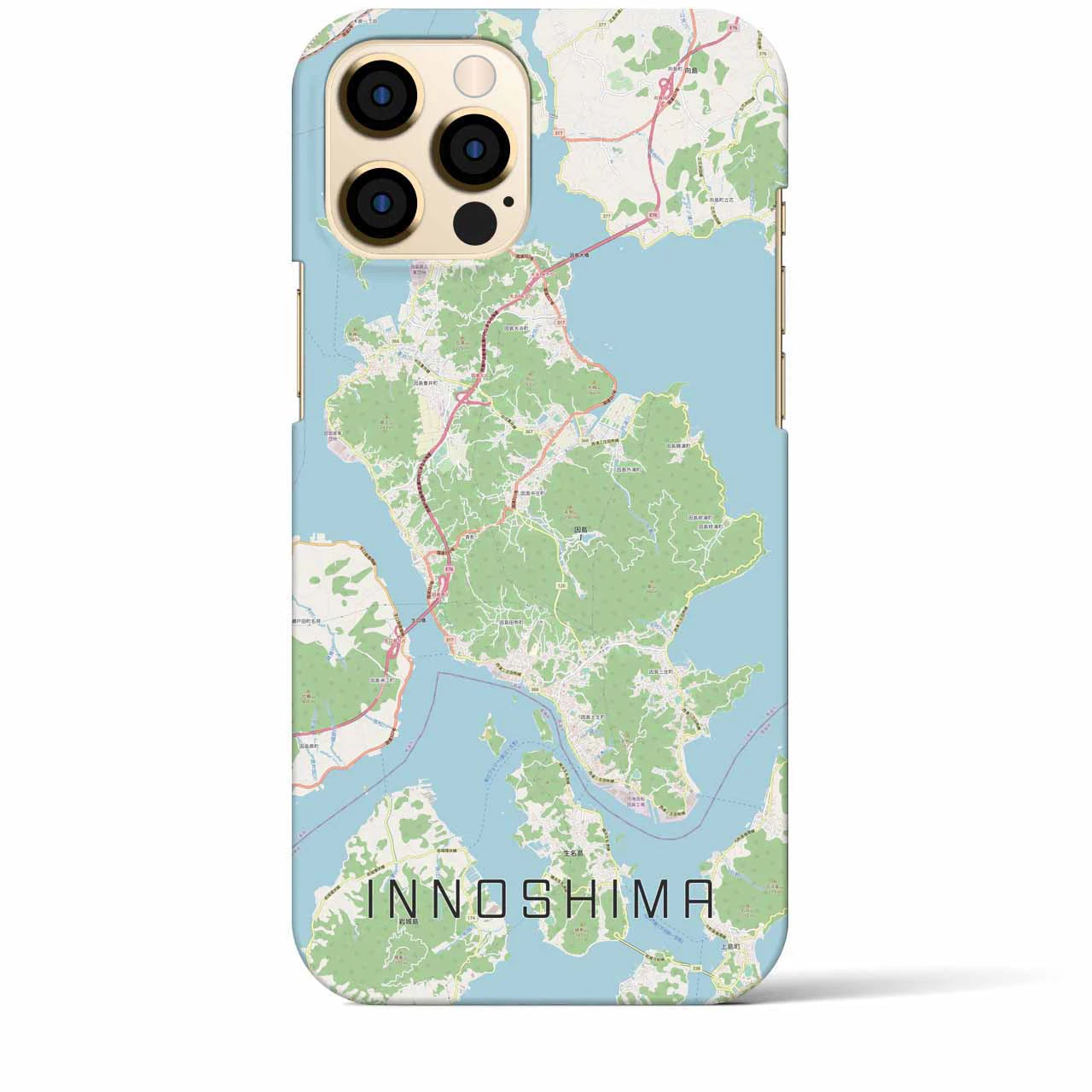 【因島】地図柄iPhoneケース（バックカバータイプ・ナチュラル）iPhone 12 Pro Max 用
