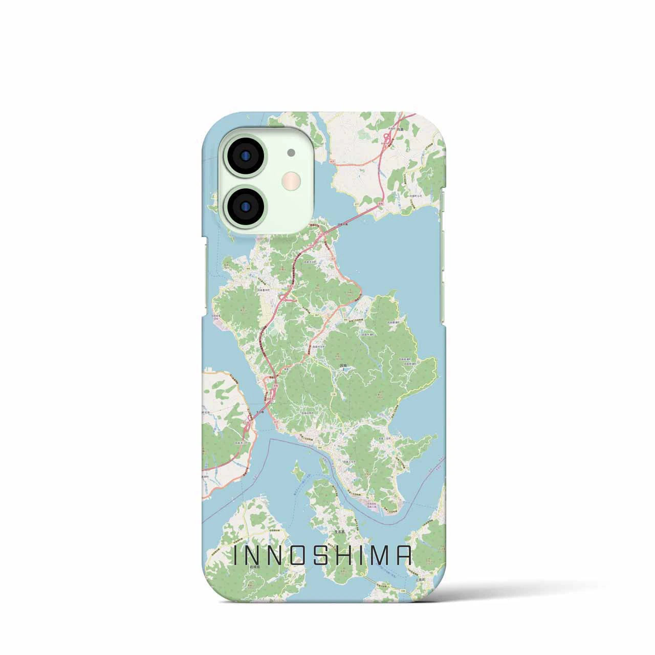【因島】地図柄iPhoneケース（バックカバータイプ・ナチュラル）iPhone 12 mini 用