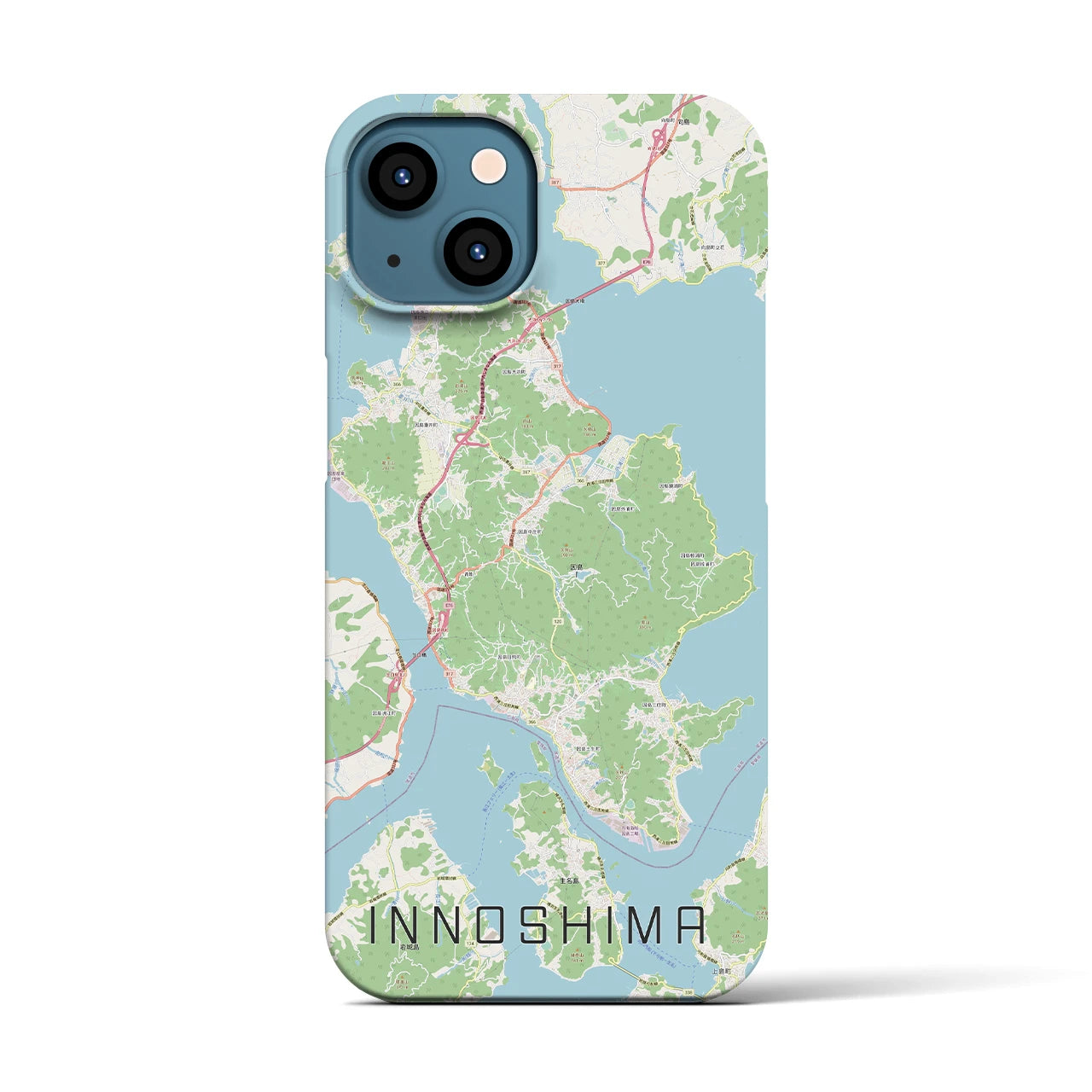 【因島】地図柄iPhoneケース（バックカバータイプ・ナチュラル）iPhone 13 用
