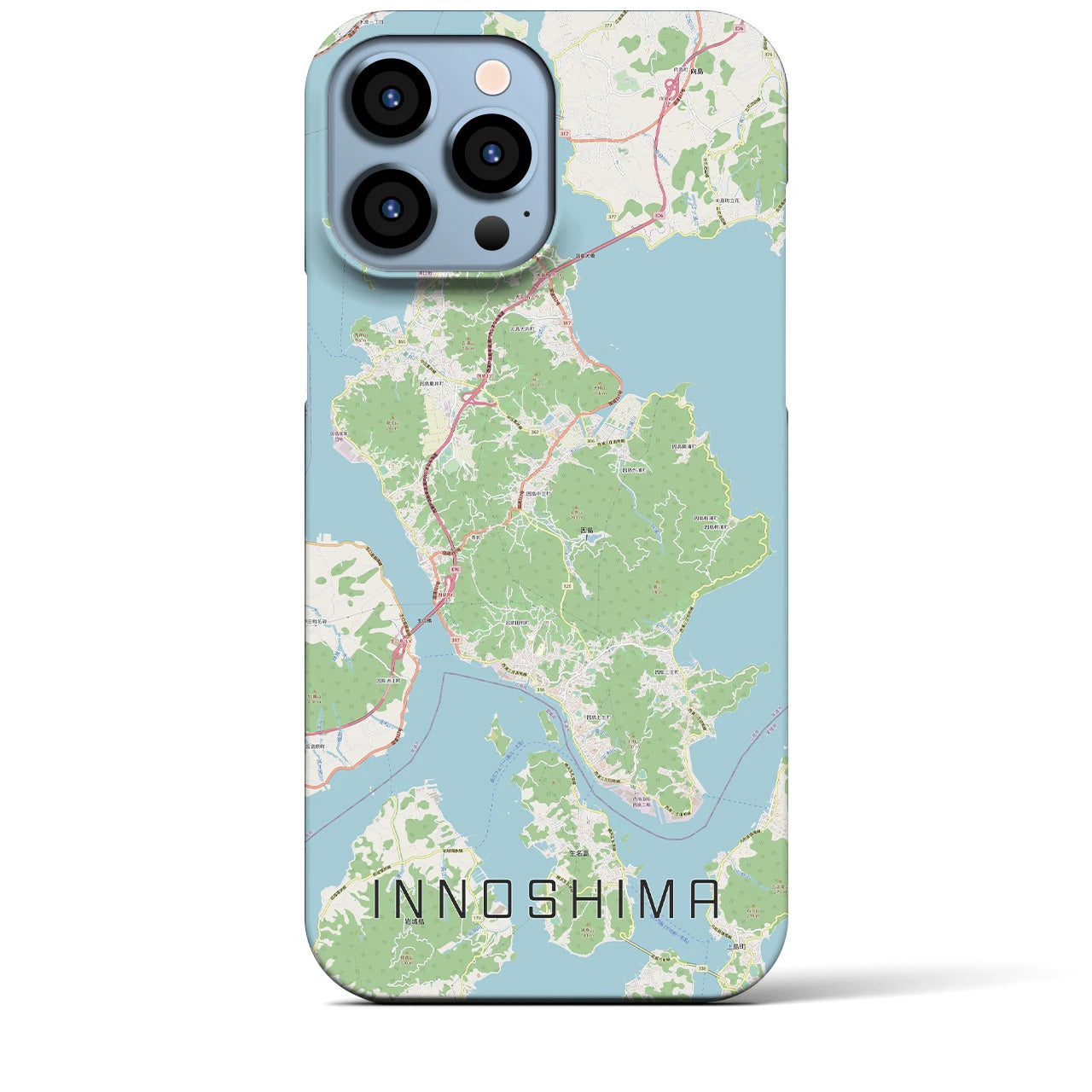 【因島】地図柄iPhoneケース（バックカバータイプ・ナチュラル）iPhone 13 Pro Max 用