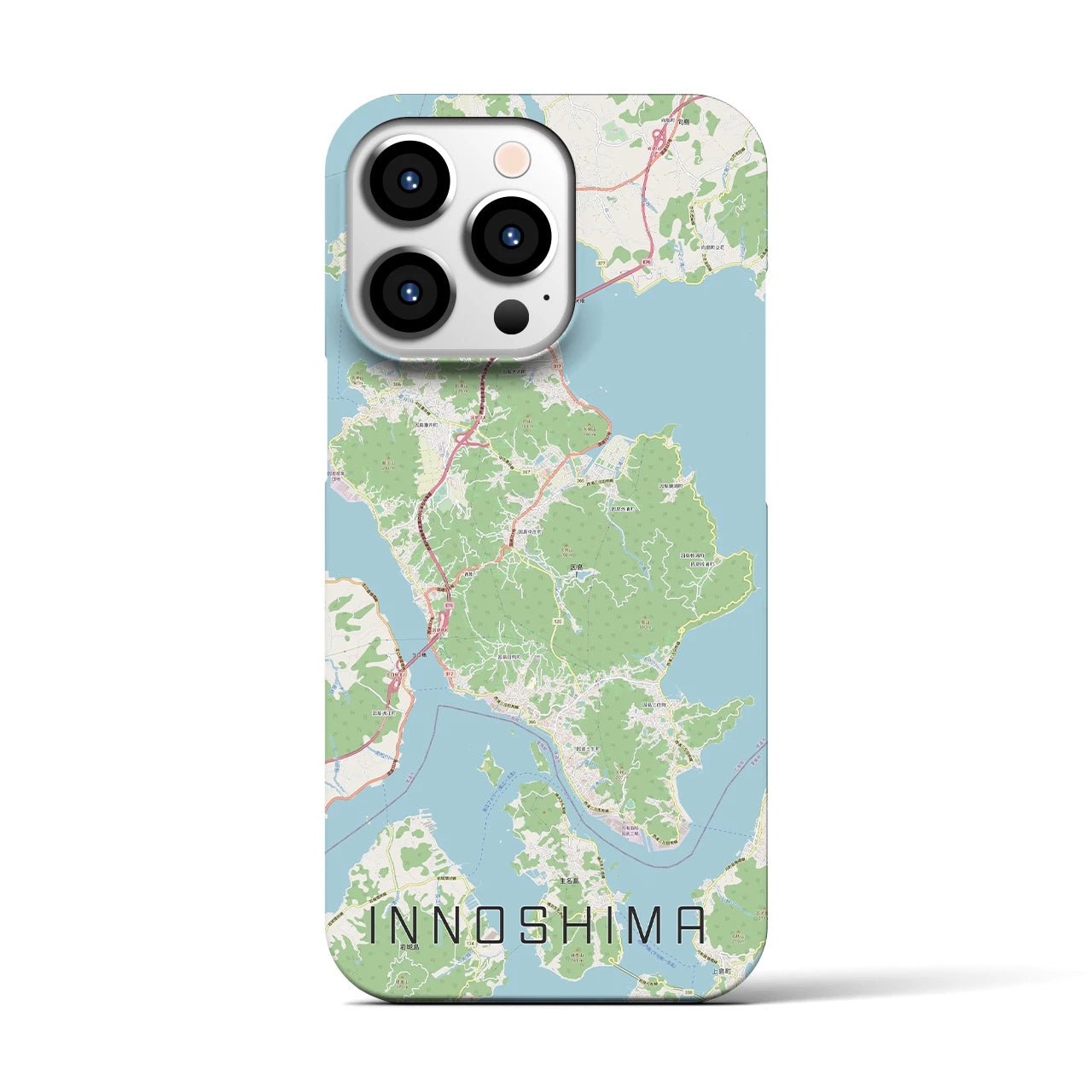 【因島】地図柄iPhoneケース（バックカバータイプ・ナチュラル）iPhone 13 Pro 用