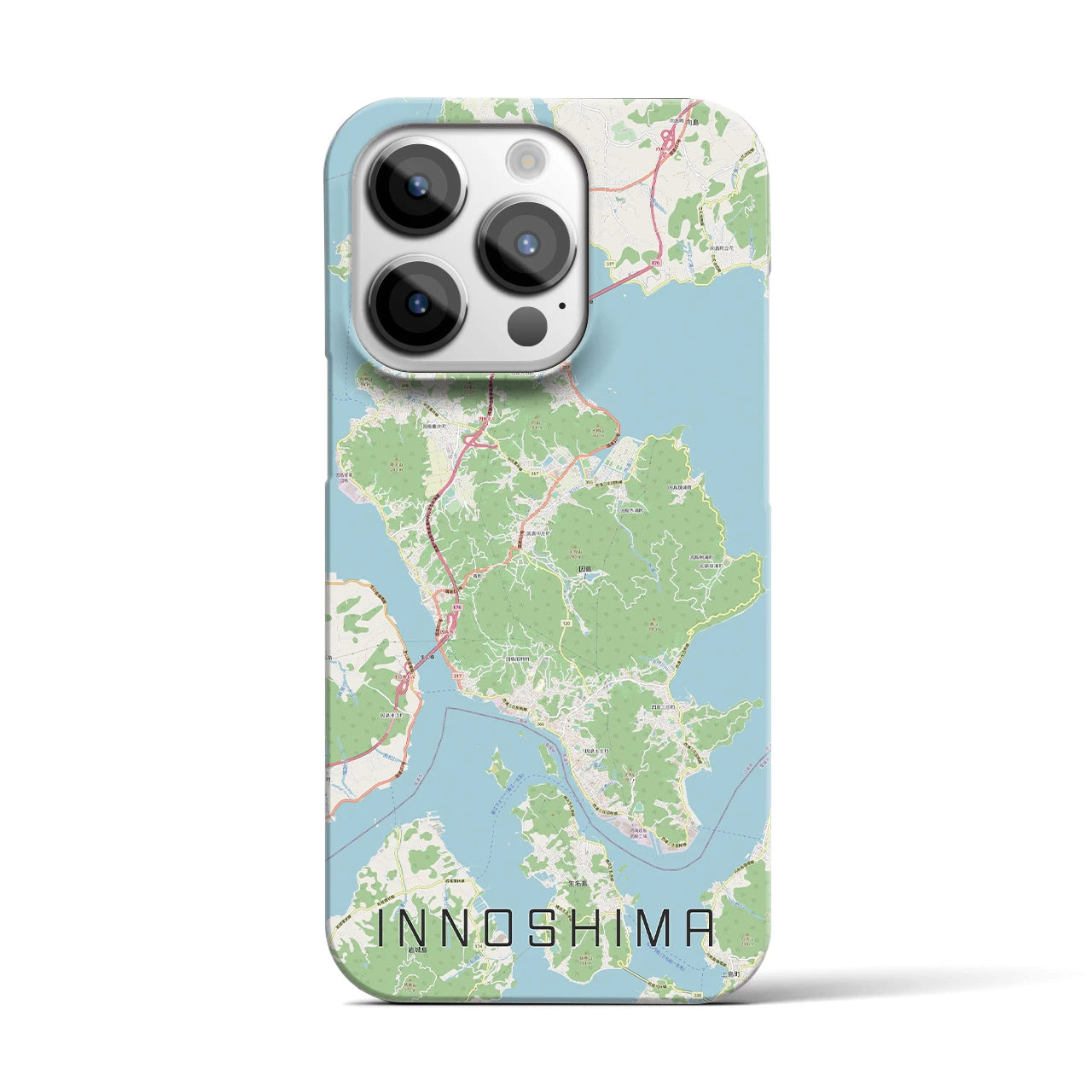 【因島】地図柄iPhoneケース（バックカバータイプ・ナチュラル）iPhone 14 Pro 用