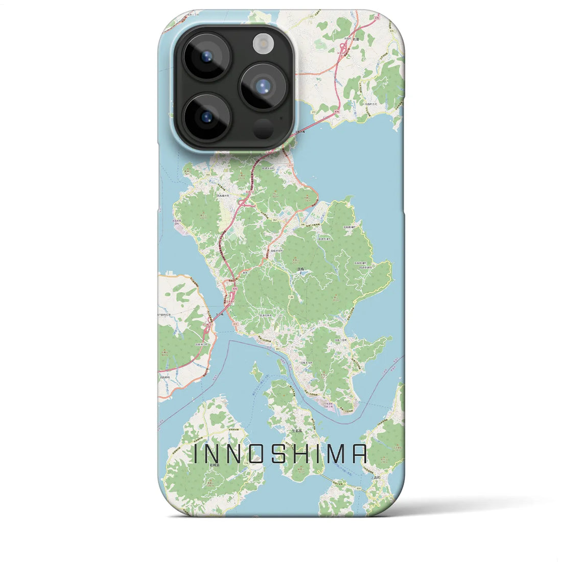 【因島】地図柄iPhoneケース（バックカバータイプ・ナチュラル）iPhone 15 Pro Max 用