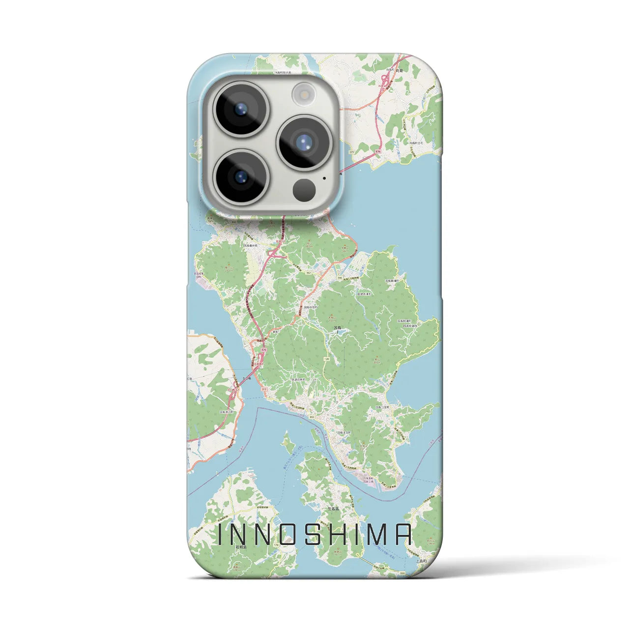 【因島】地図柄iPhoneケース（バックカバータイプ・ナチュラル）iPhone 15 Pro 用