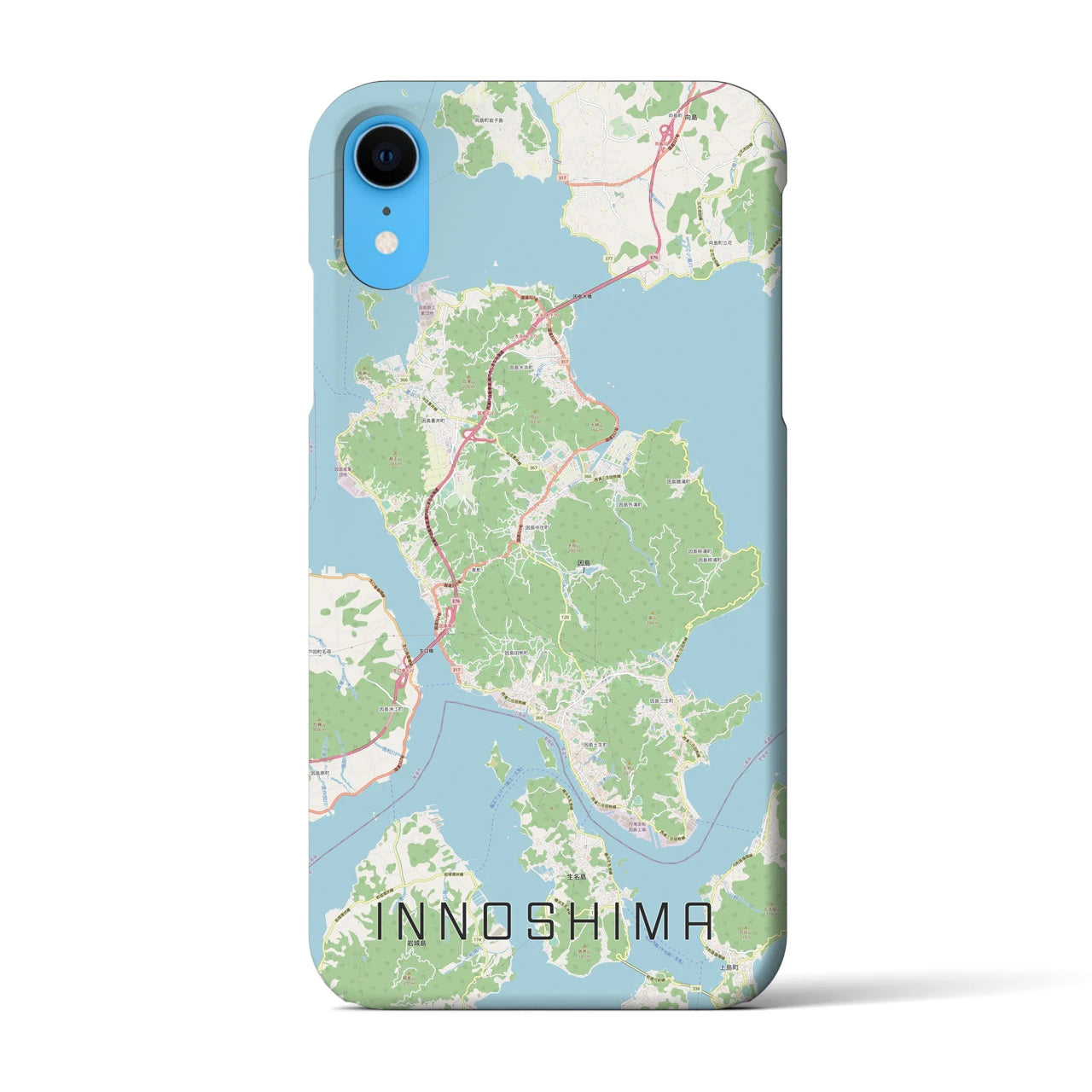 【因島】地図柄iPhoneケース（バックカバータイプ・ナチュラル）iPhone XR 用