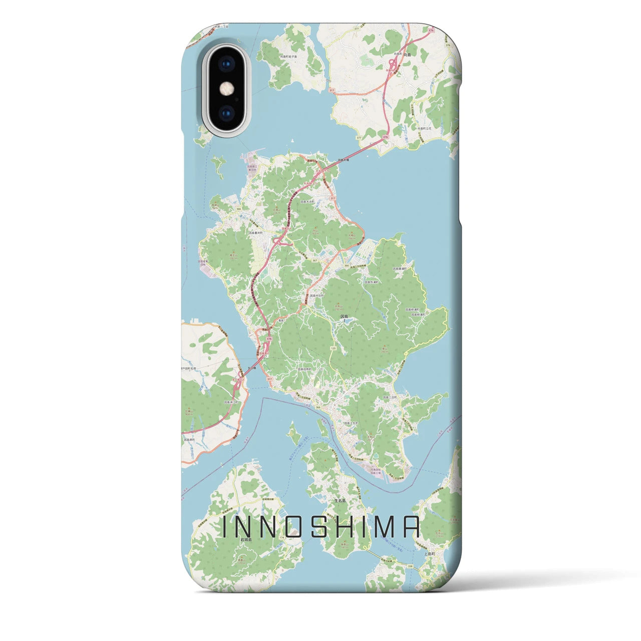 【因島】地図柄iPhoneケース（バックカバータイプ・ナチュラル）iPhone XS Max 用