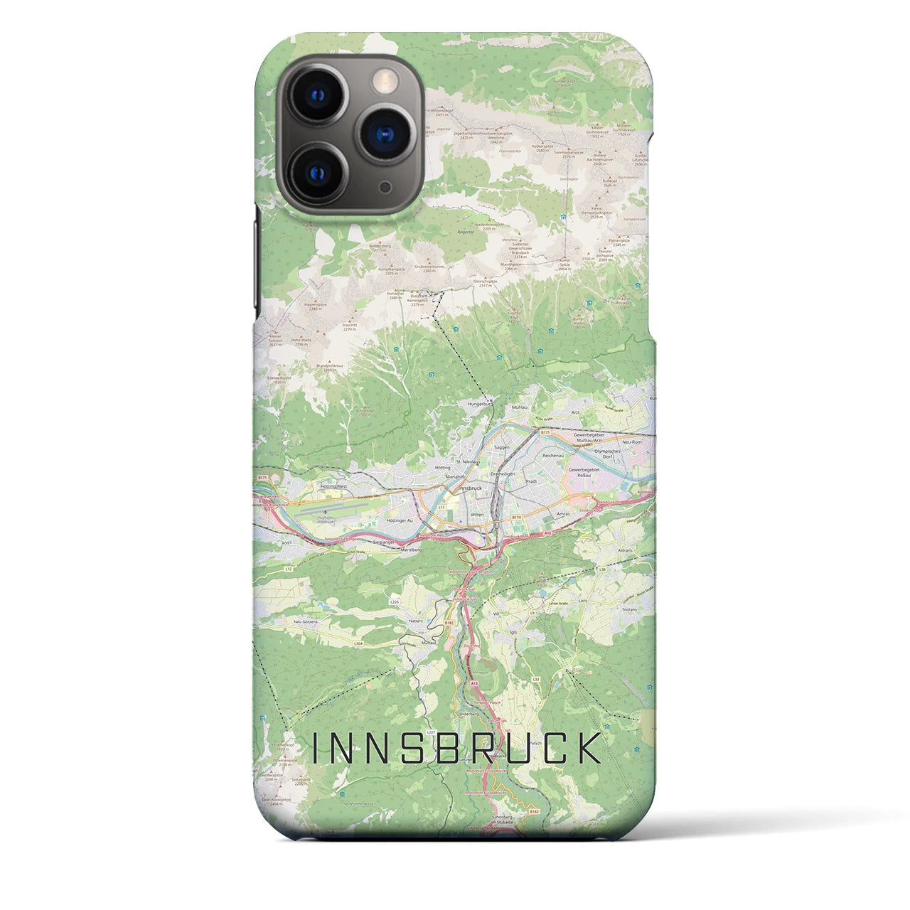 【インスブルック】地図柄iPhoneケース（バックカバータイプ・ナチュラル）iPhone 11 Pro Max 用
