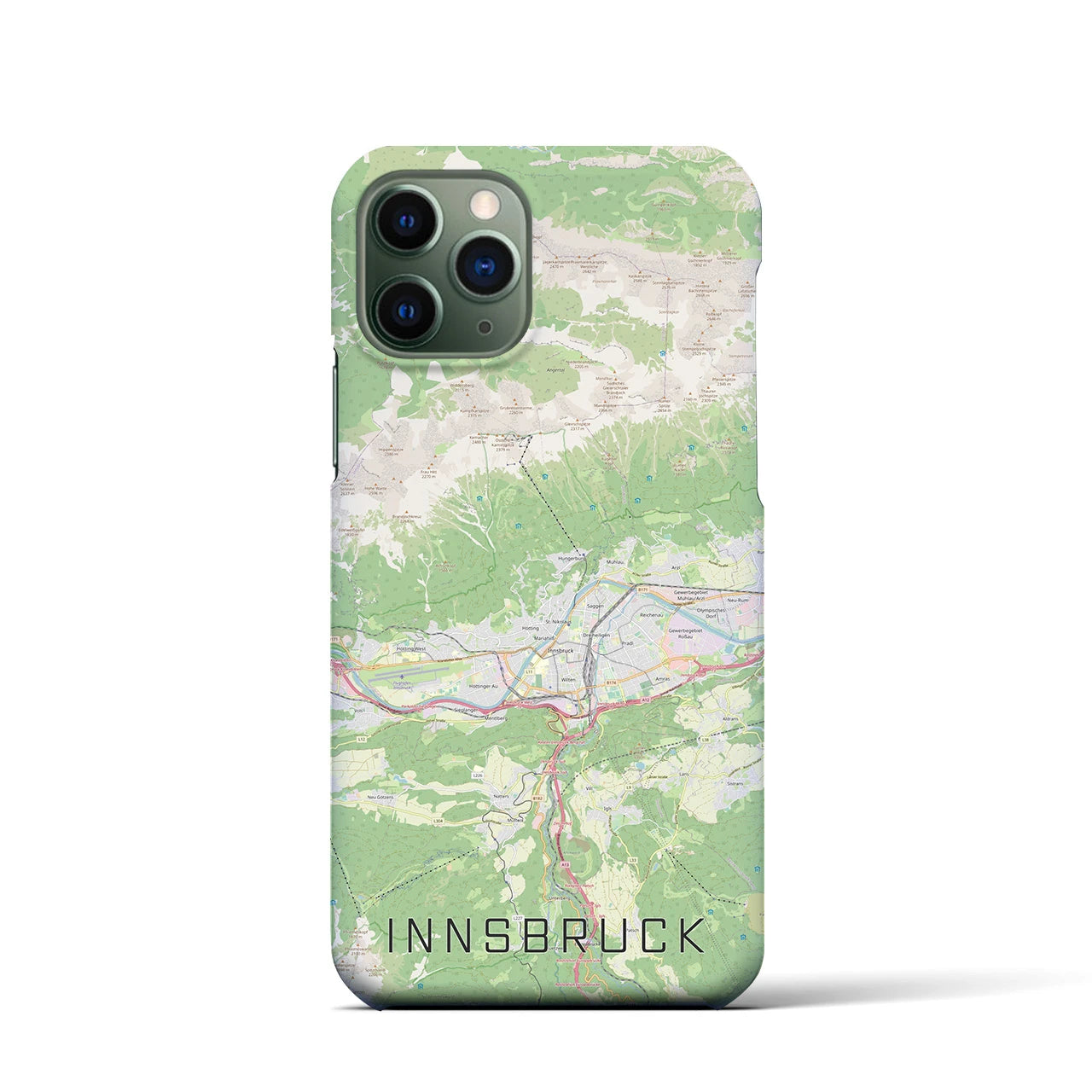【インスブルック】地図柄iPhoneケース（バックカバータイプ・ナチュラル）iPhone 11 Pro 用