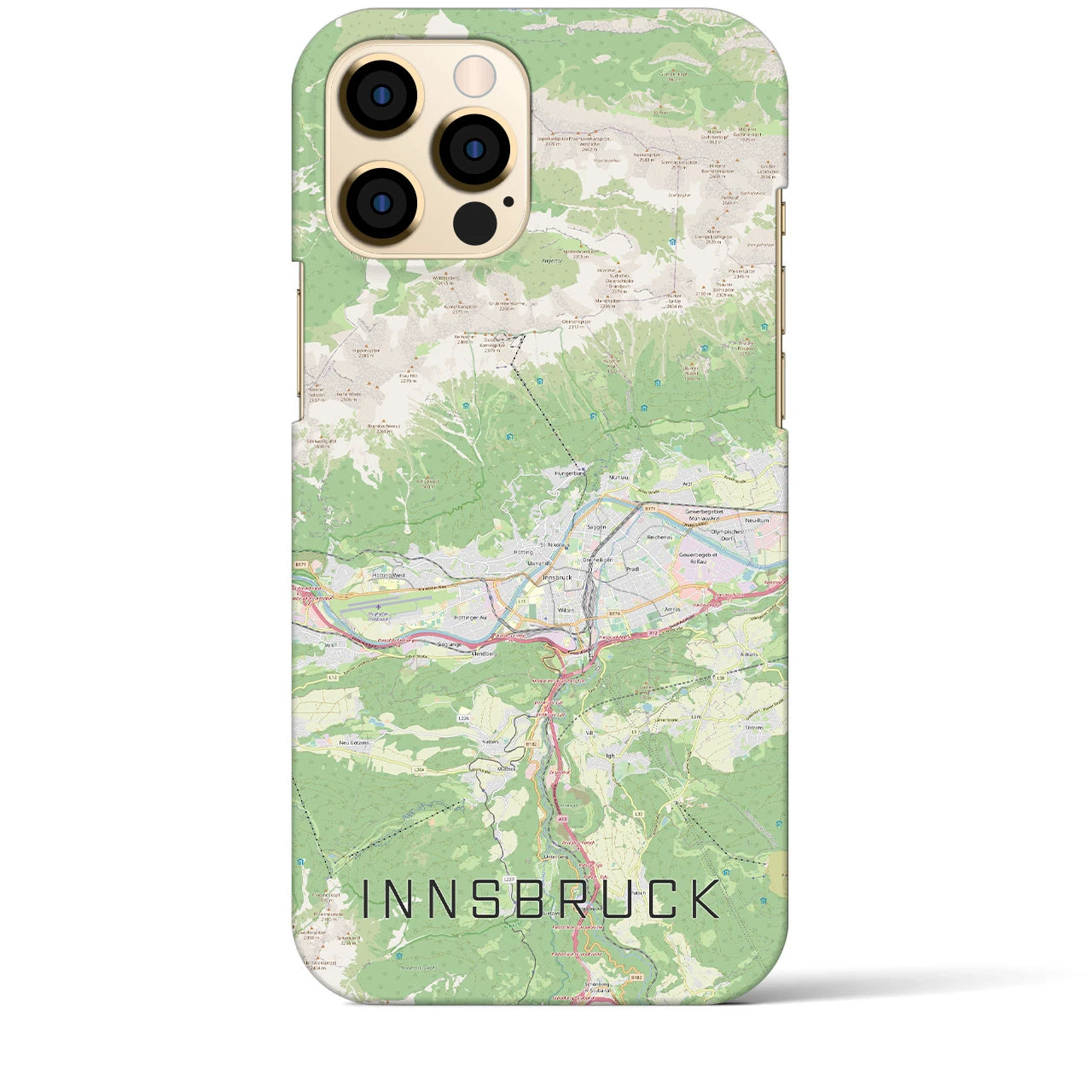 【インスブルック】地図柄iPhoneケース（バックカバータイプ・ナチュラル）iPhone 12 Pro Max 用